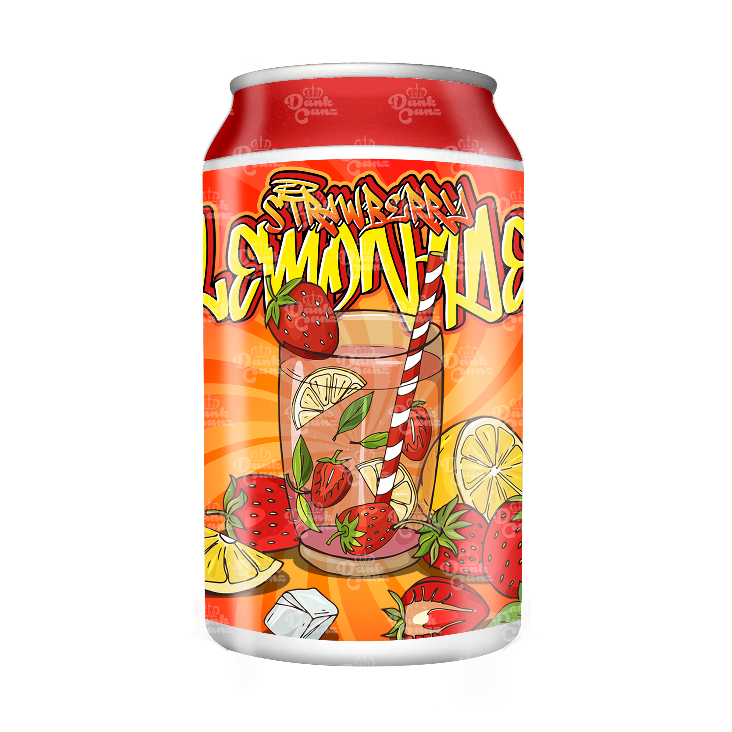 Strawberry Lemonade 3.5g Plastic Soda Cans - DC Packaging Custom Cannabis Packaging
