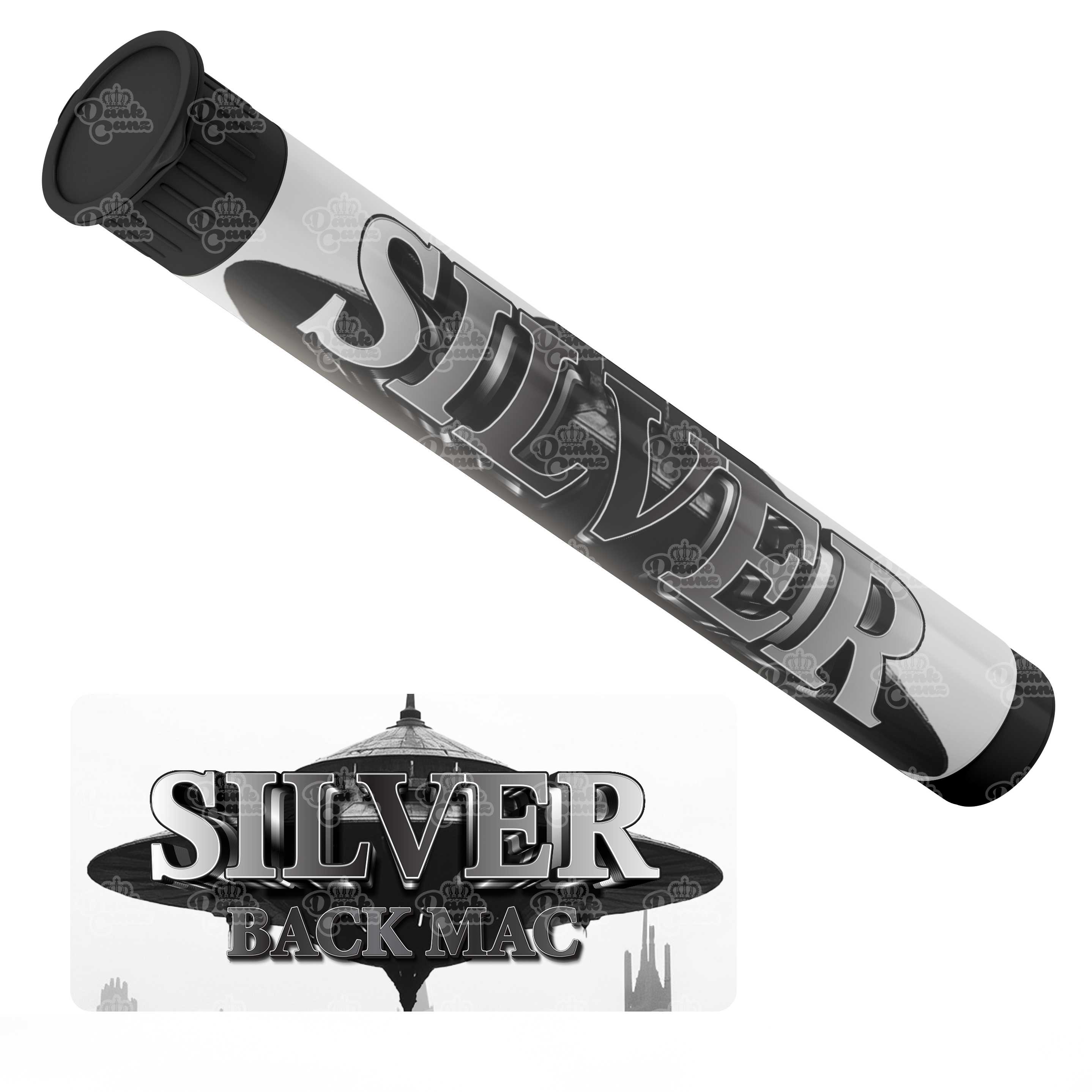 Silver Back Mac Pre Roll Tubes - Labelled - DC Packaging Custom Cannabis Packaging