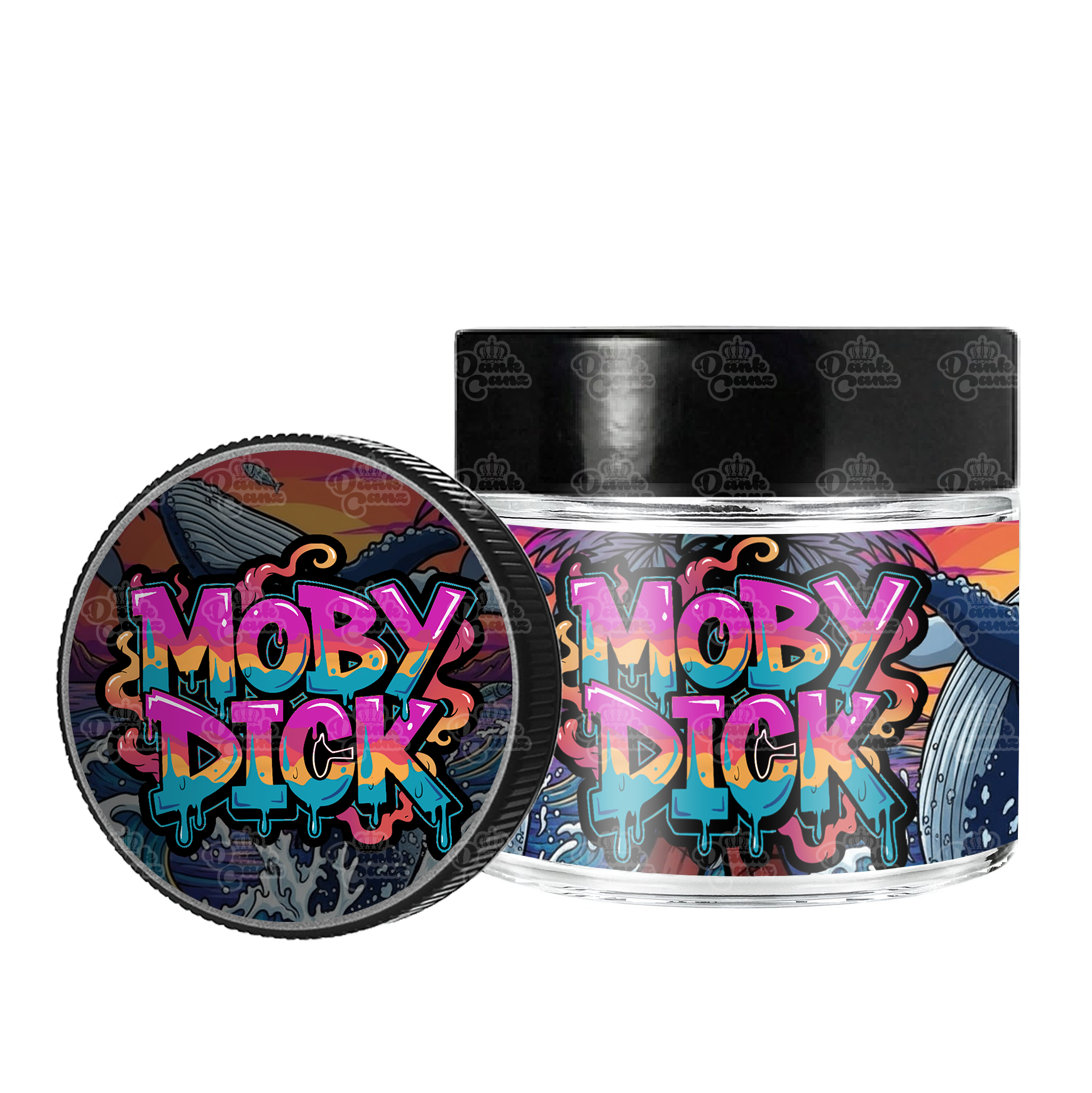Moby Dick 3.5g/60ml Glass Jars - Labelled - DC Packaging Custom Cannabis Packaging