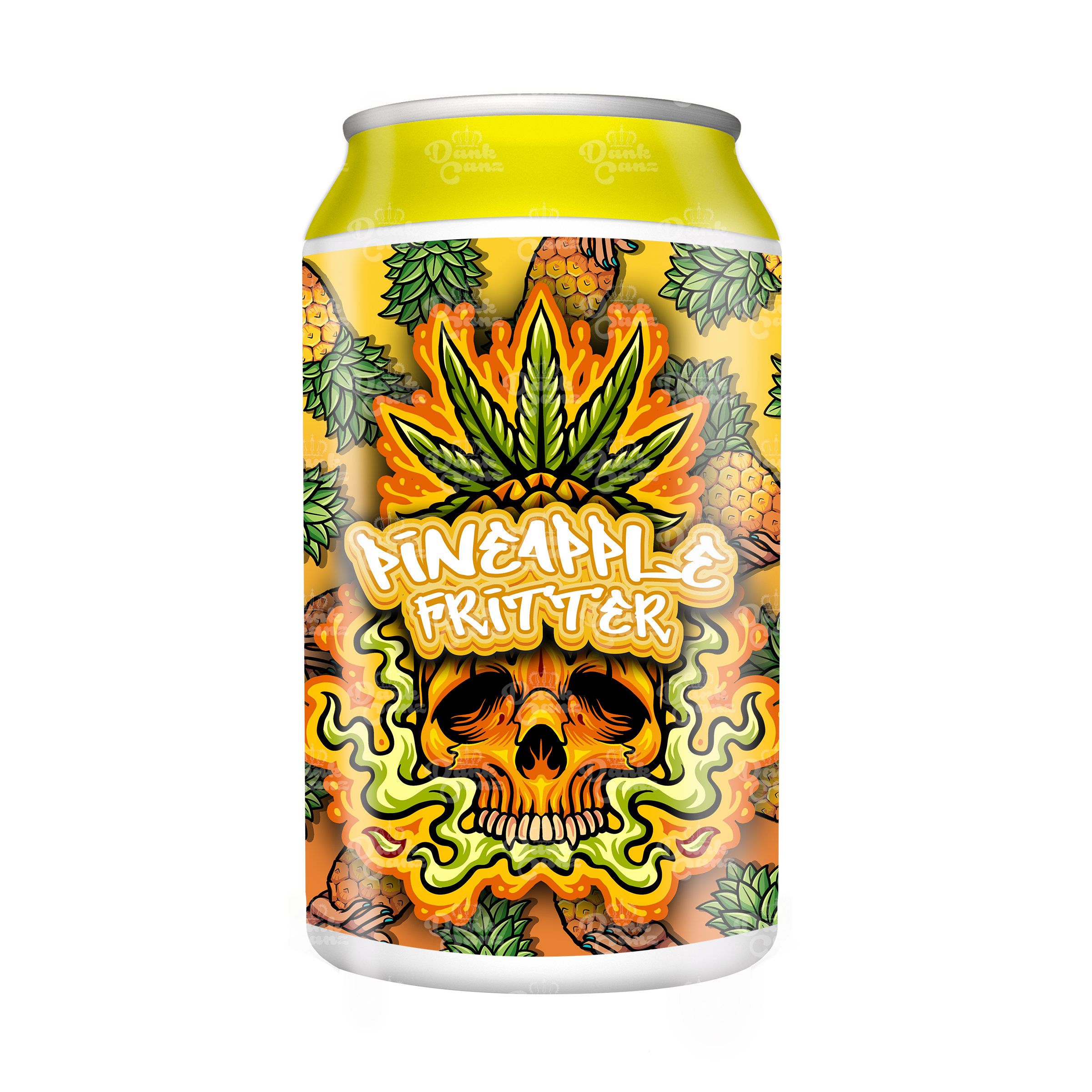 Pineapple Fritter 3.5g Plastic Soda Cans - DC Packaging Custom Cannabis Packaging