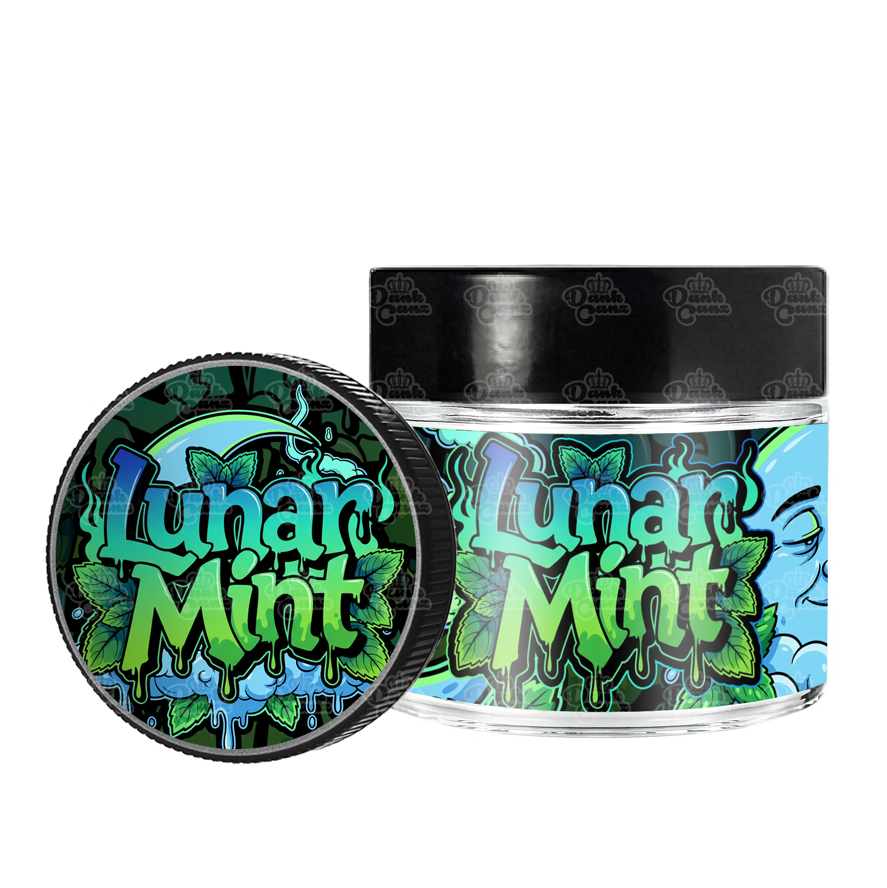 Lunar Mint 3.5g/60ml Glass Jars - Labelled - DC Packaging Custom Cannabis Packaging