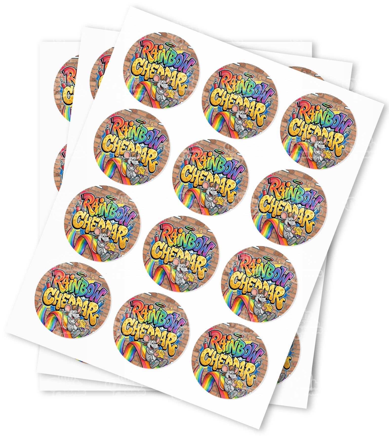 Rainbow Cheddar Strain Stickers - DC Packaging Custom Cannabis Packaging