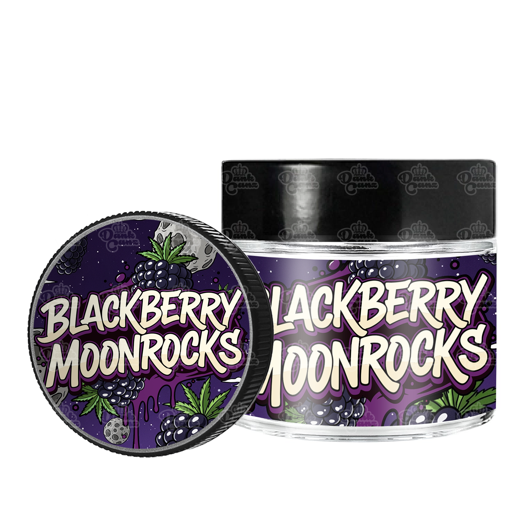 BlackBerry Moonrocks 3.5g/60ml Glass Jars - Labelled - DC Packaging Custom Cannabis Packaging