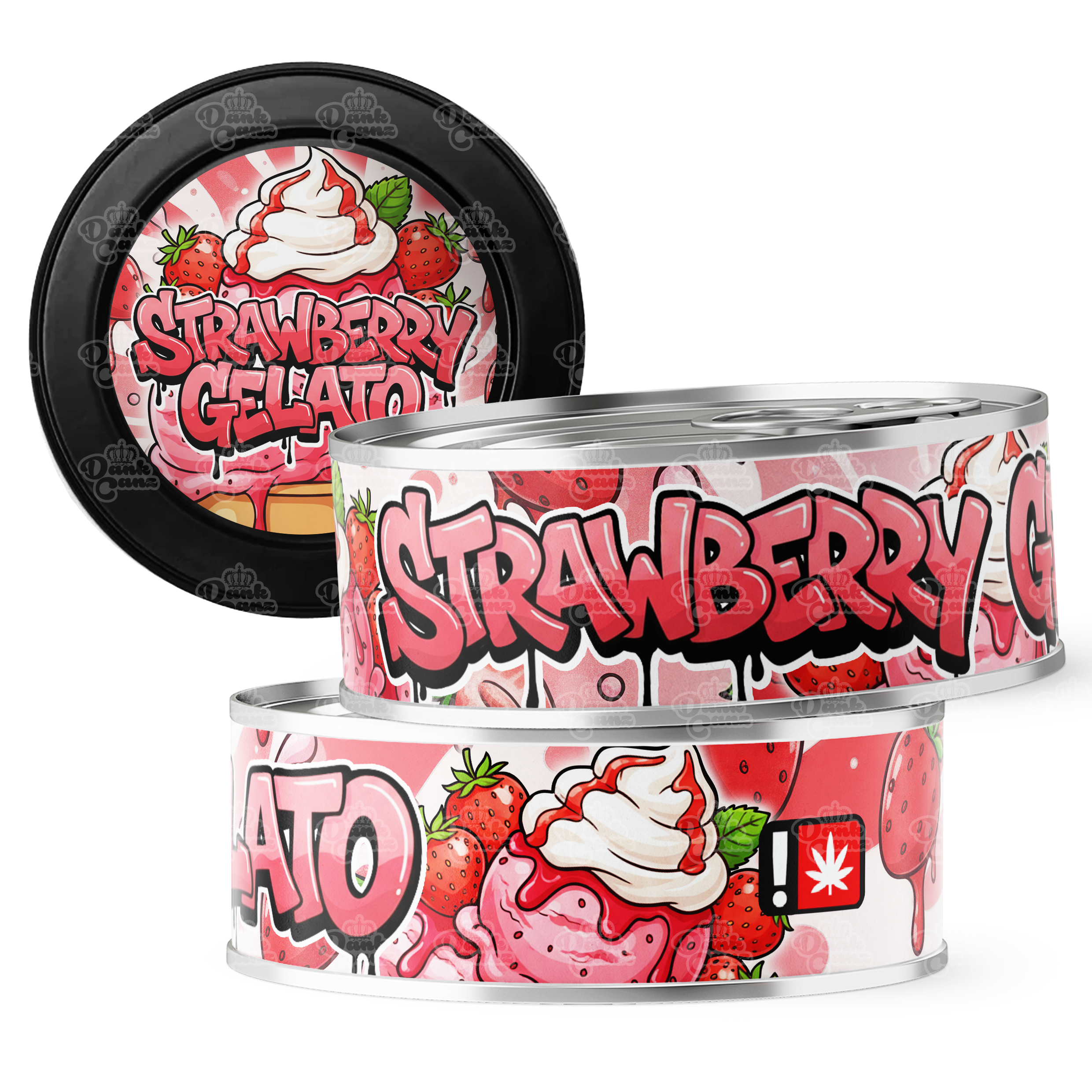 Strawberry Gelato 3.5g Self Seal Tins - DC Packaging Custom Cannabis Packaging