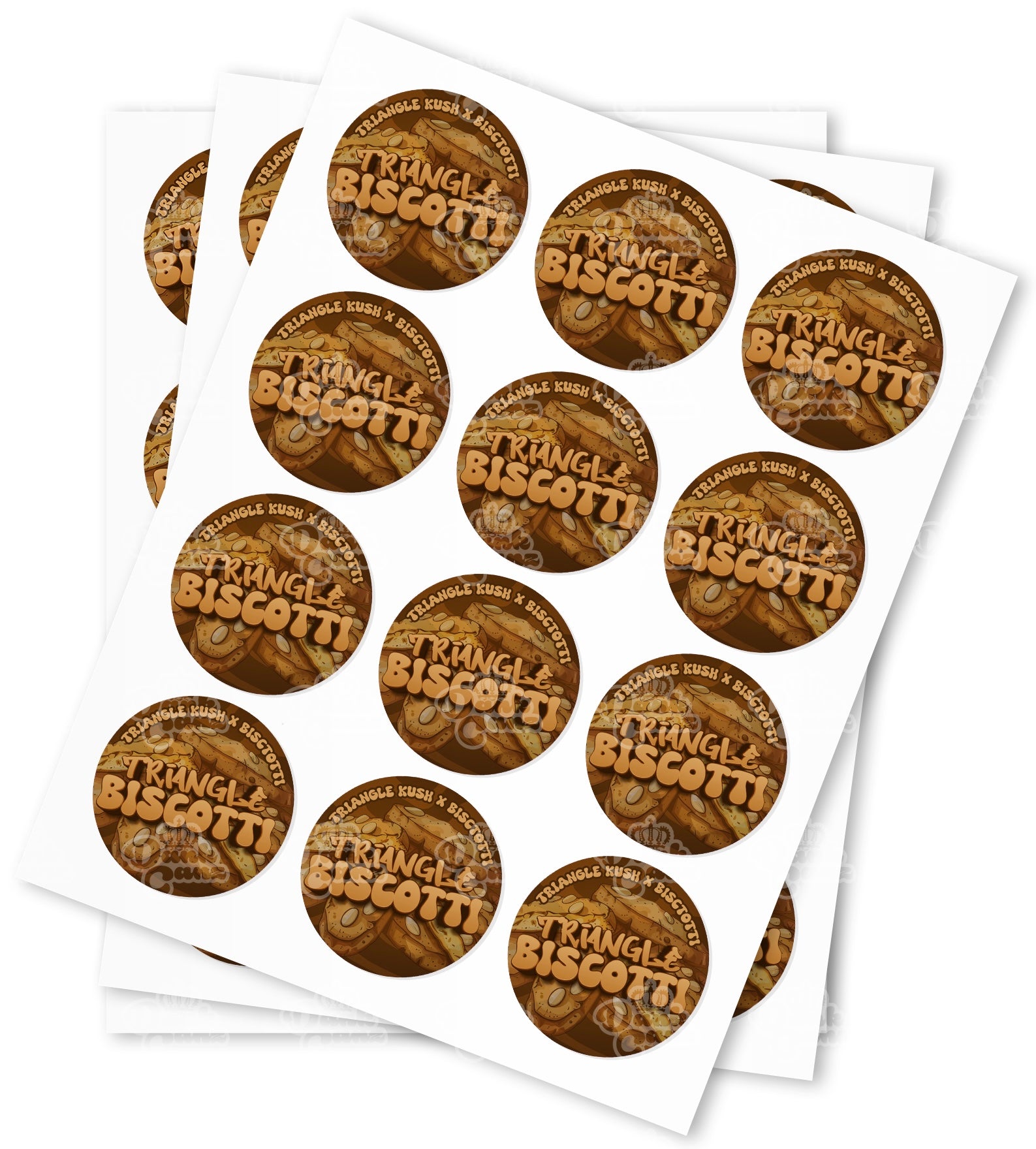 Triangle Biscotti Strain Stickers - DC Packaging Custom Cannabis Packaging