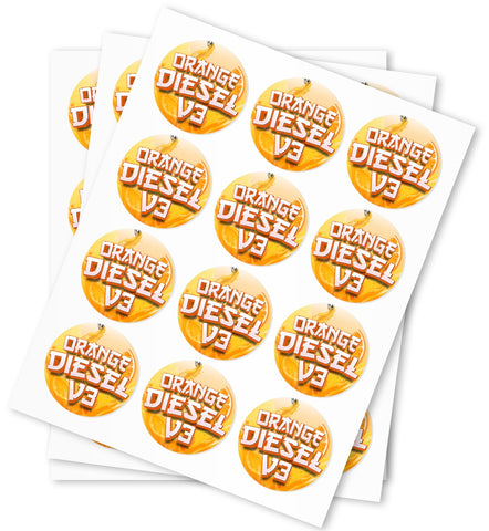 Orange Diesel V3 Strain Stickers - DC Packaging Custom Cannabis Packaging