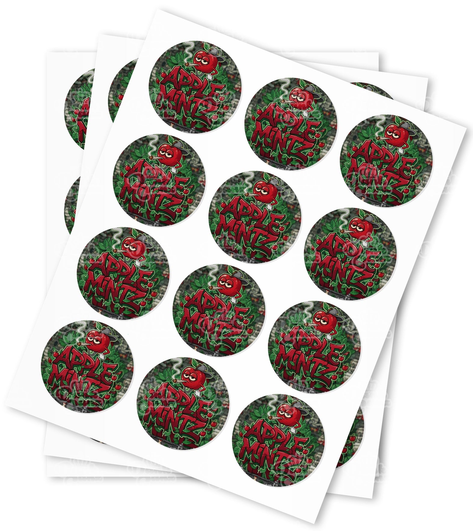 Apple Mintz Strain Stickers - DC Packaging Custom Cannabis Packaging