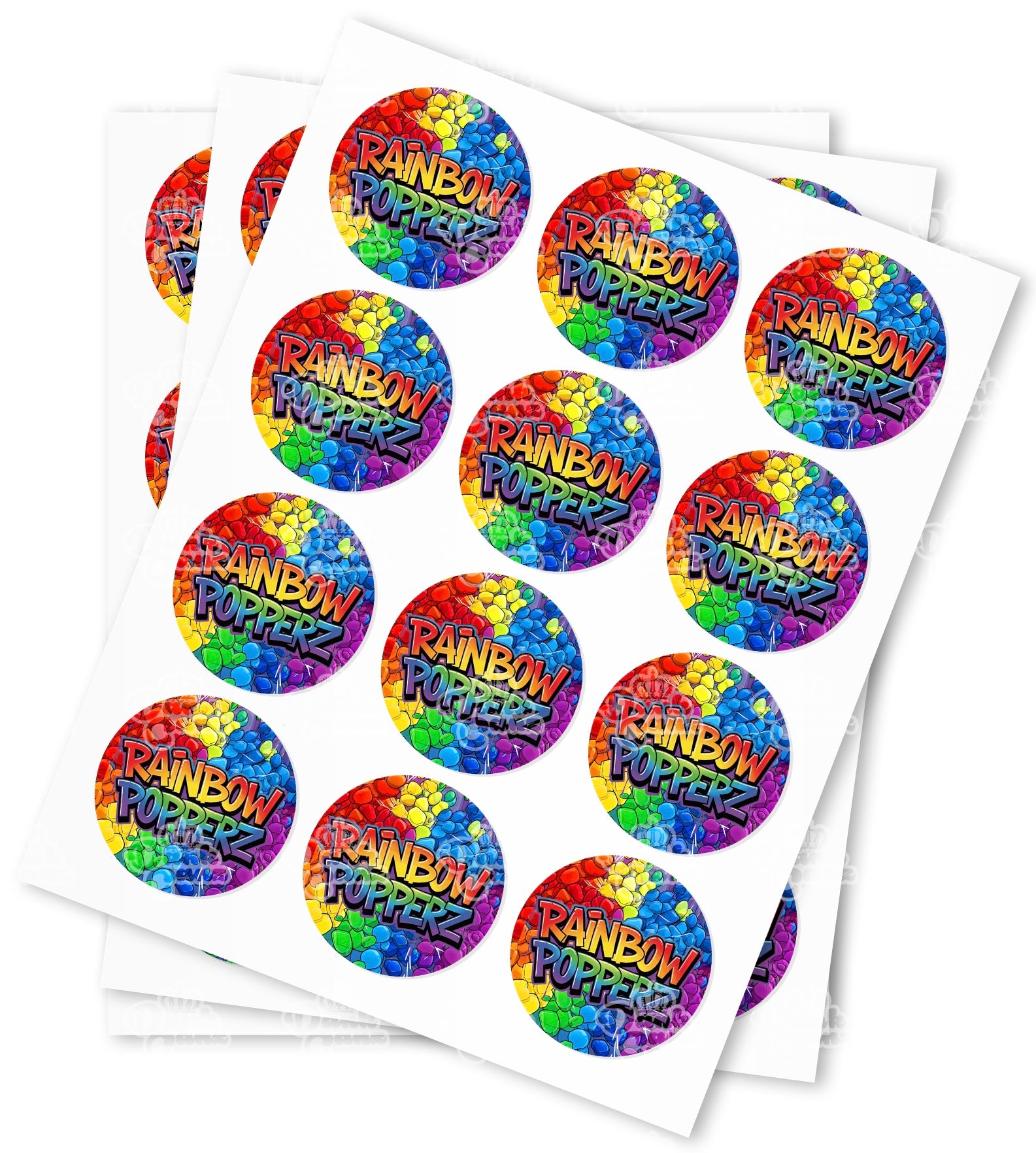 Rainbow Popperz Strain Stickers - DC Packaging Custom Cannabis Packaging