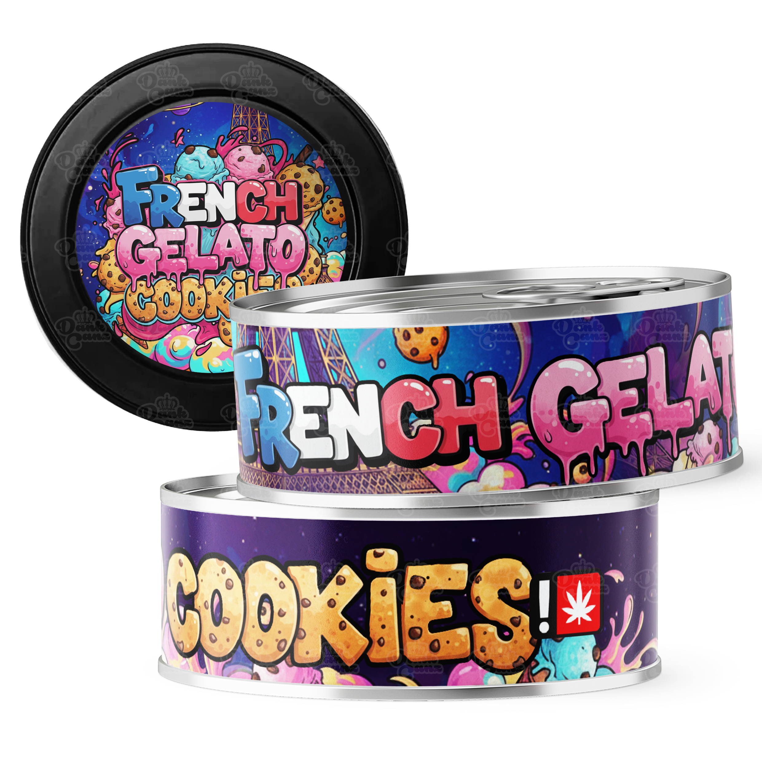 French Gelato Cookies 3.5g Self Seal Tins - DC Packaging Custom Cannabis Packaging