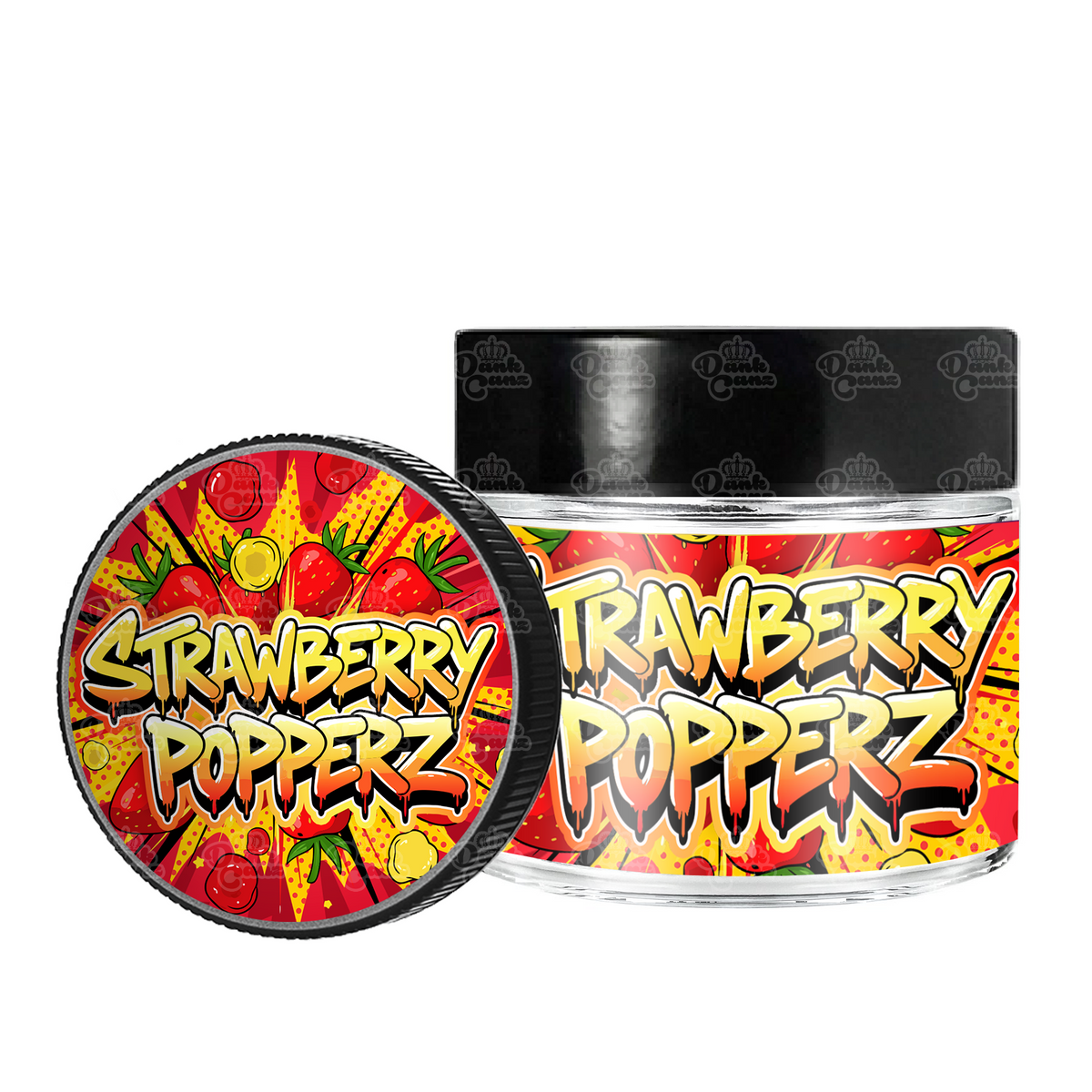 Strawberry Popperz 3.5g Glass Jars | 60ml Jars | Novelty Jars