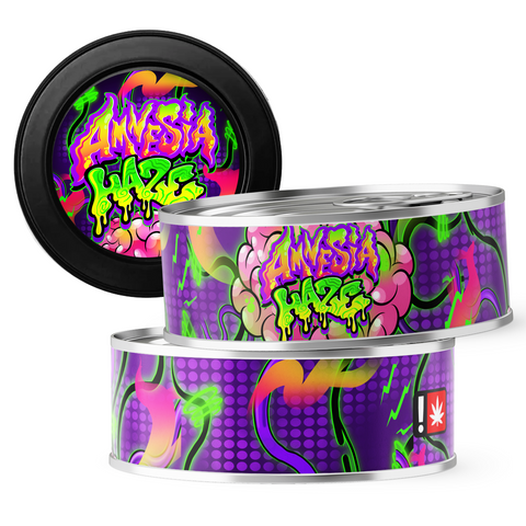 Amnesia Haze 3.5g Self Seal Tins - DC Packaging Custom Cannabis Packaging