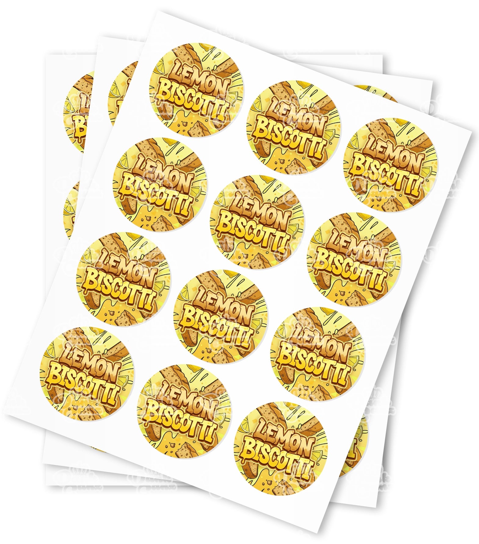 Lemon Biscotti Strain Stickers - DC Packaging Custom Cannabis Packaging