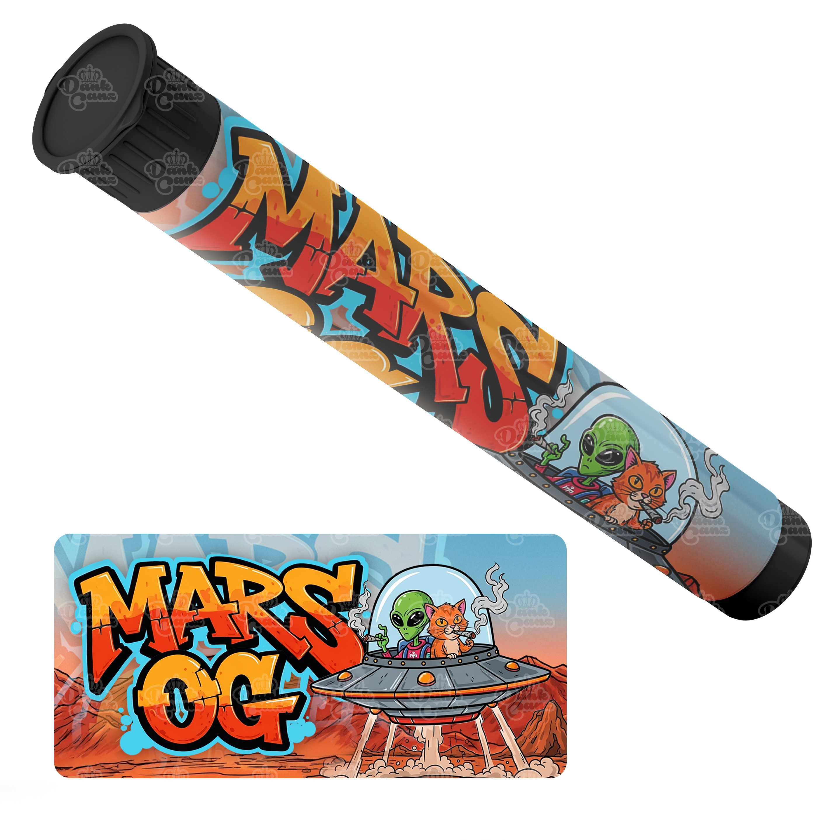 Mars OG Pre Roll Tubes - Labelled - DC Packaging Custom Cannabis Packaging