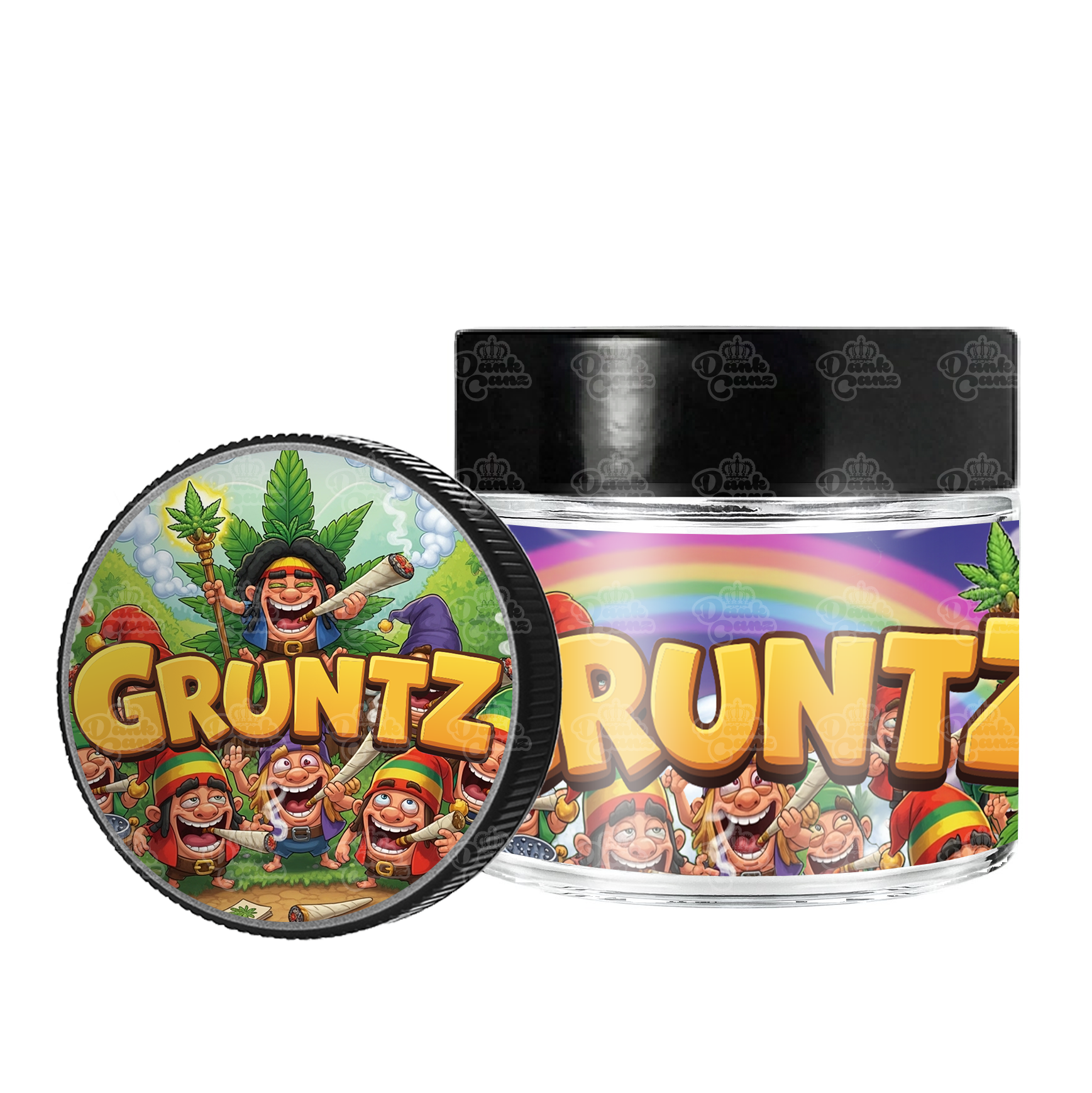 Gruntz 3.5g/60ml Glass Jars - Labelled - DC Packaging Custom Cannabis Packaging