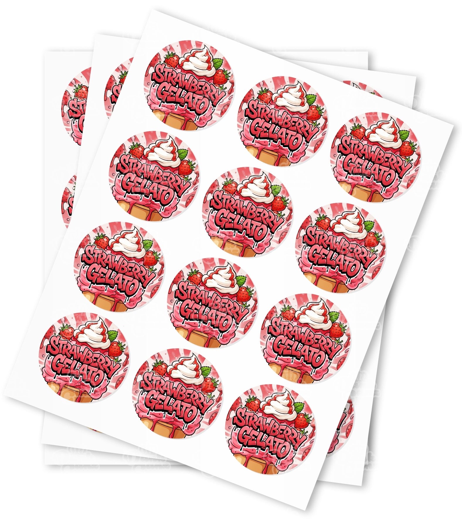 Strawberry Gelato Strain Stickers - DC Packaging Custom Cannabis Packaging