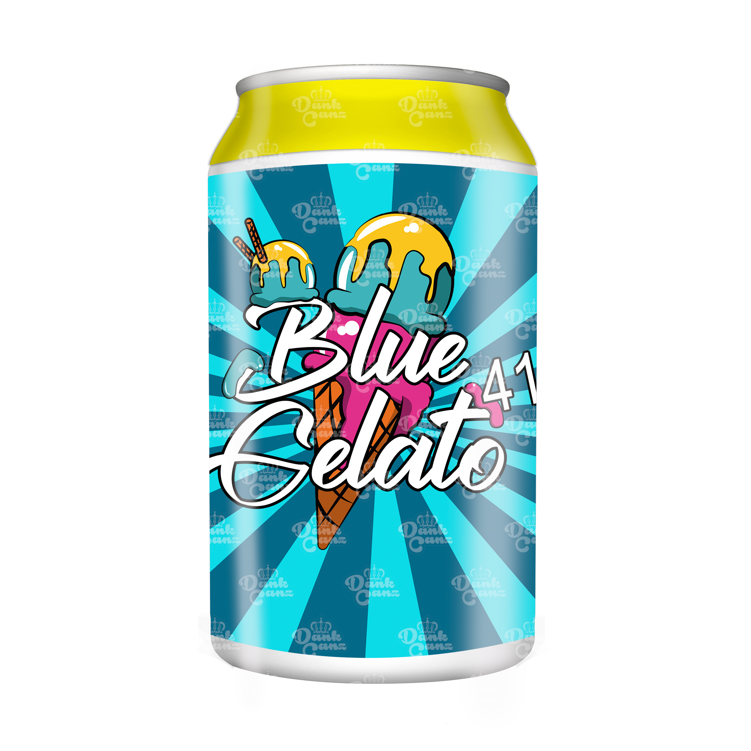 Blue Gelato 41 3.5g Plastic Soda Cans - DC Packaging Custom Cannabis Packaging