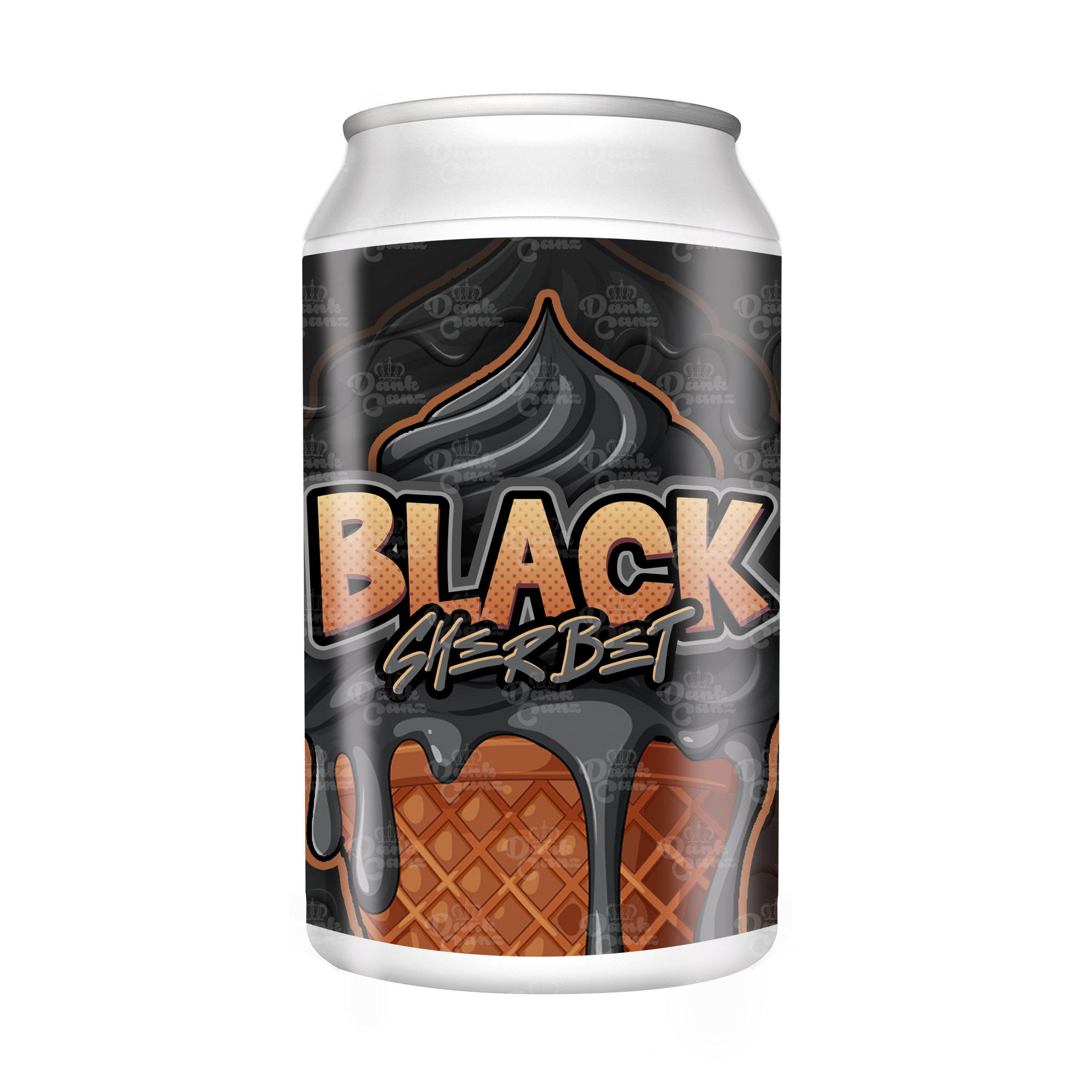Black Sherbet 3.5g Plastic Soda Cans - DC Packaging Custom Cannabis Packaging