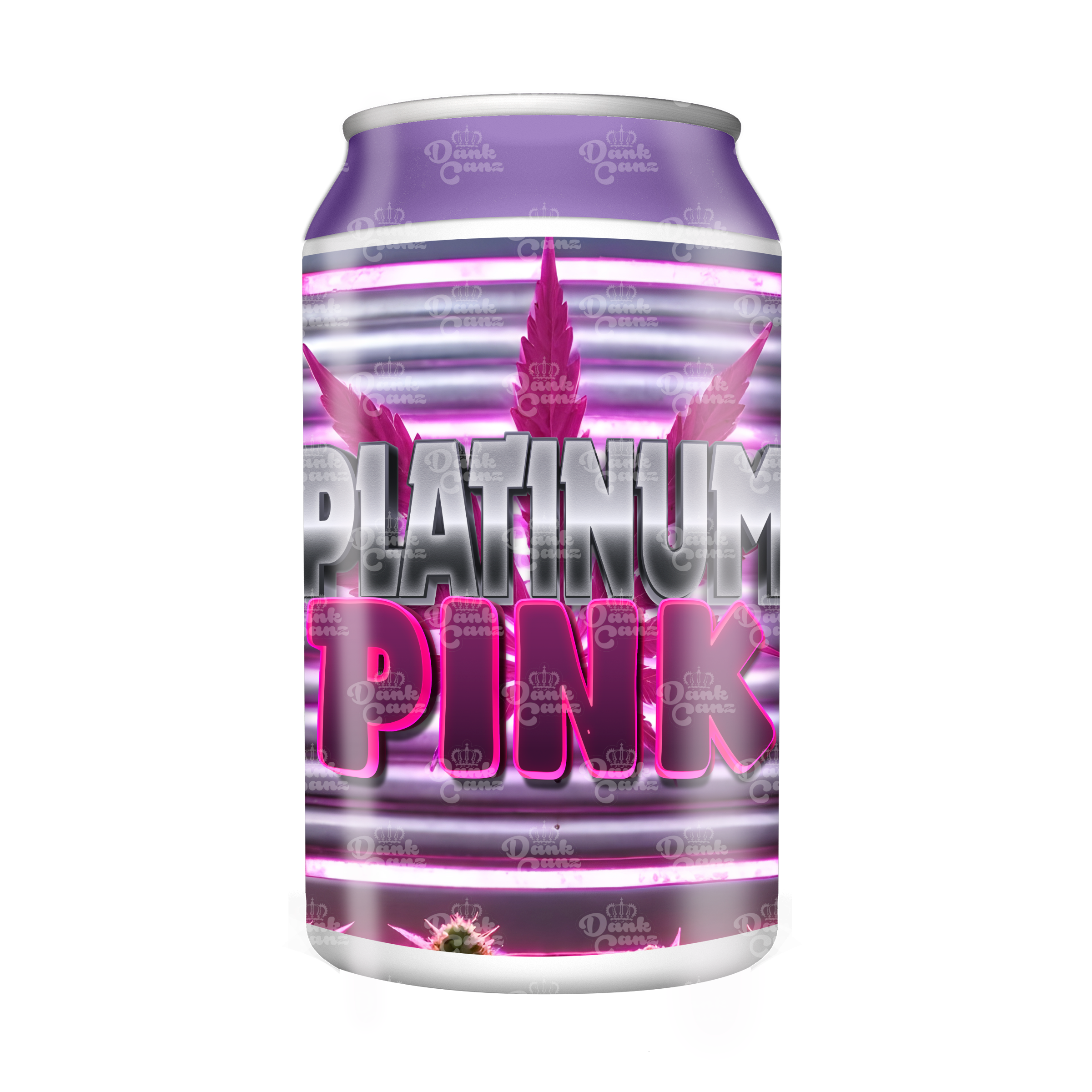 Platinum Pink 3.5g Plastic Soda Cans - DC Packaging Custom Cannabis Packaging