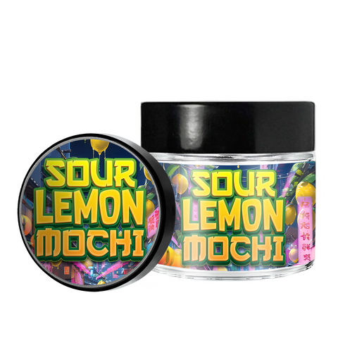 Sour Lemon Mochi 3.5g/60ml Glass Jars - Pre Labelled - Empty