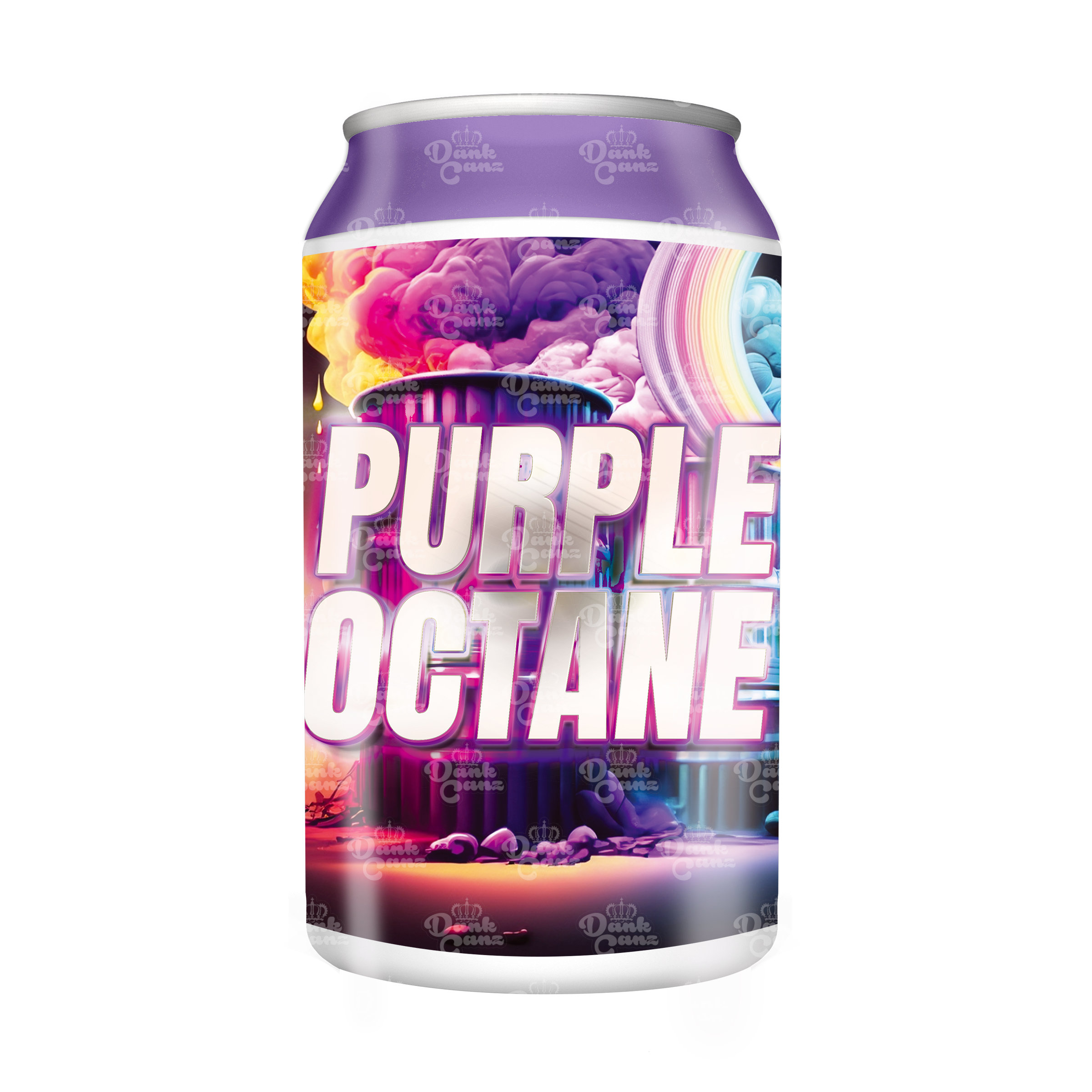 Purple Octane 3.5g Plastic Soda Cans - DC Packaging Custom Cannabis Packaging