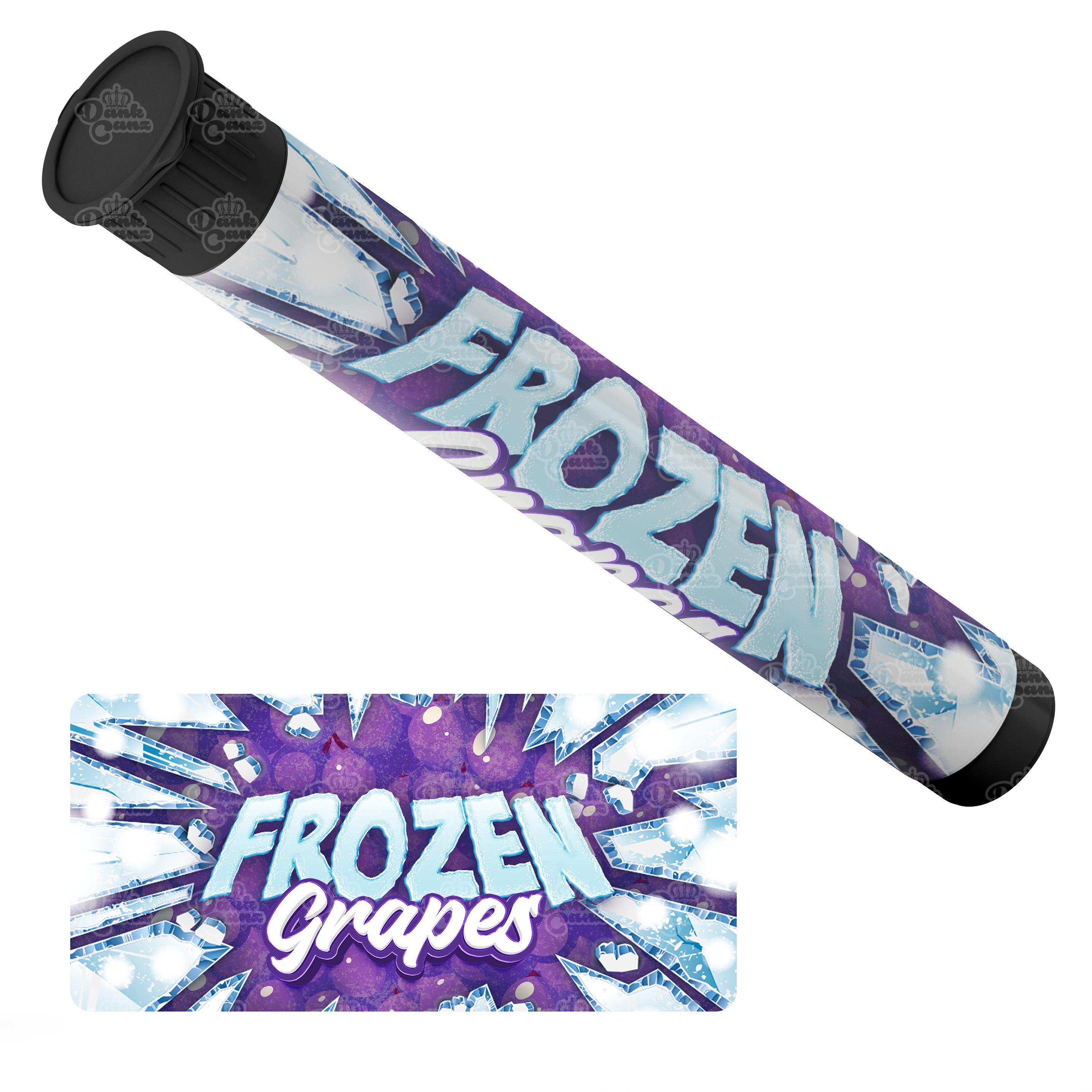 Frozen Grapes Pre Roll Tubes - Labelled - DC Packaging Custom Cannabis Packaging