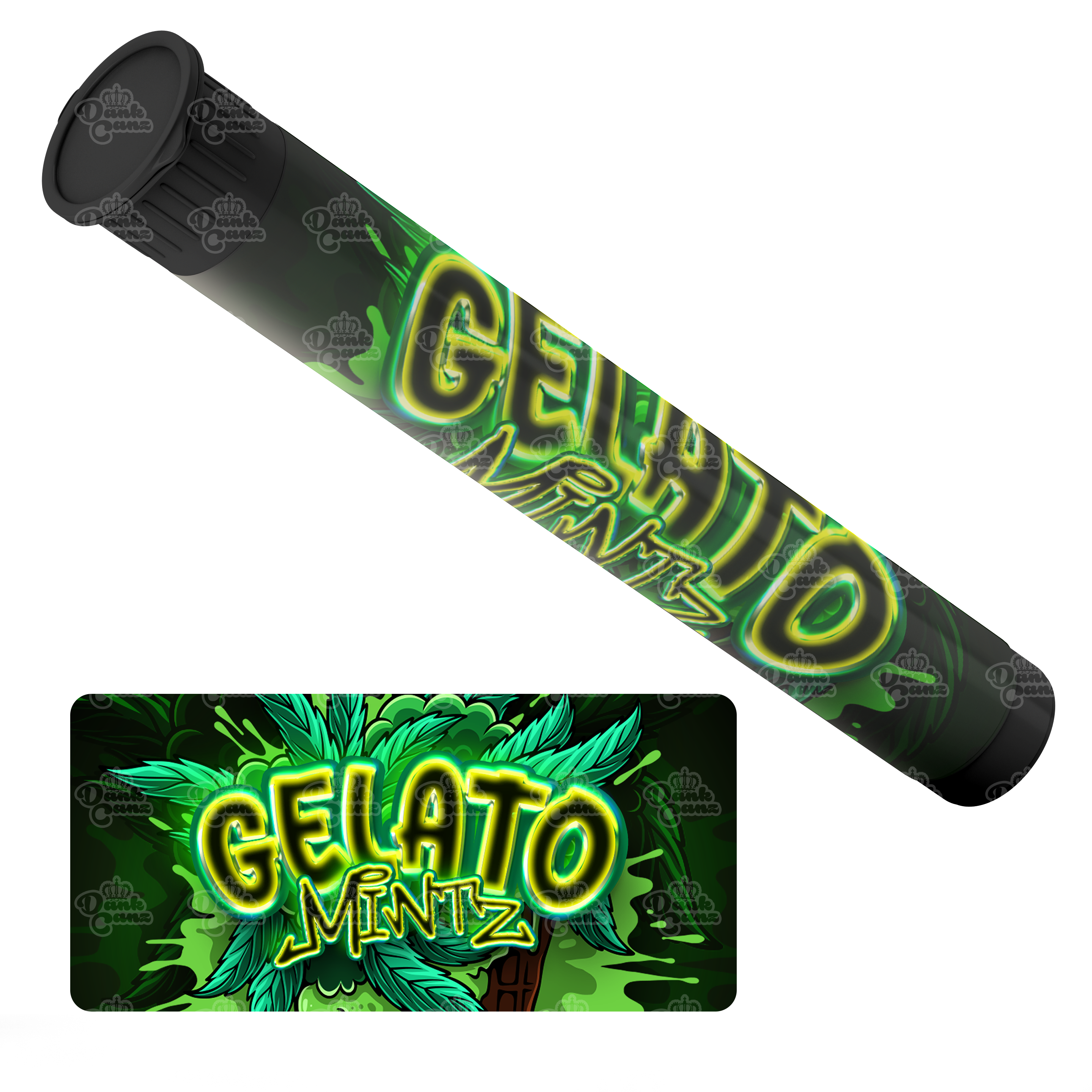 Gelato Mintz Pre Roll Tubes - Labelled - DC Packaging Custom Cannabis Packaging