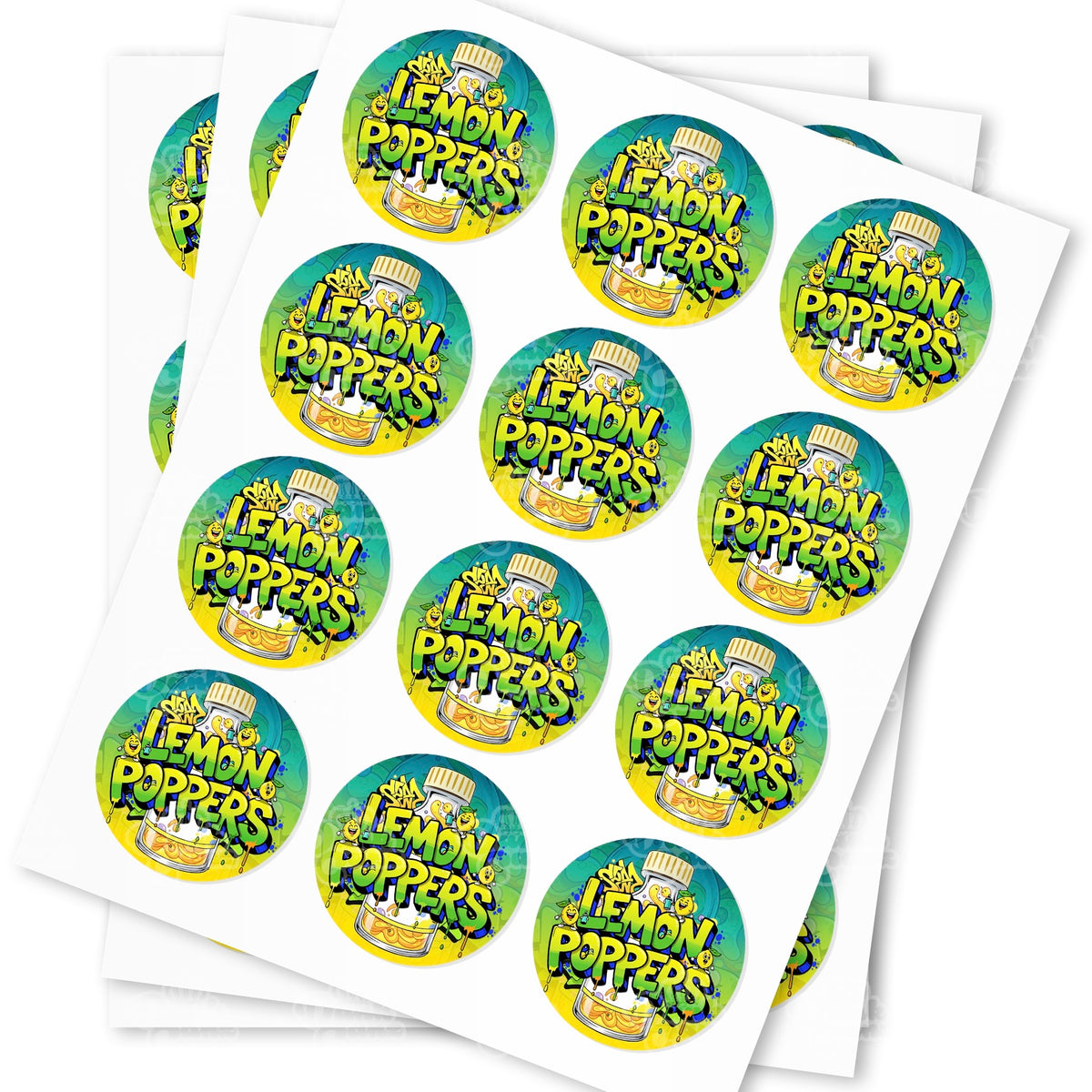 Lemon Poppers Strain Stickers