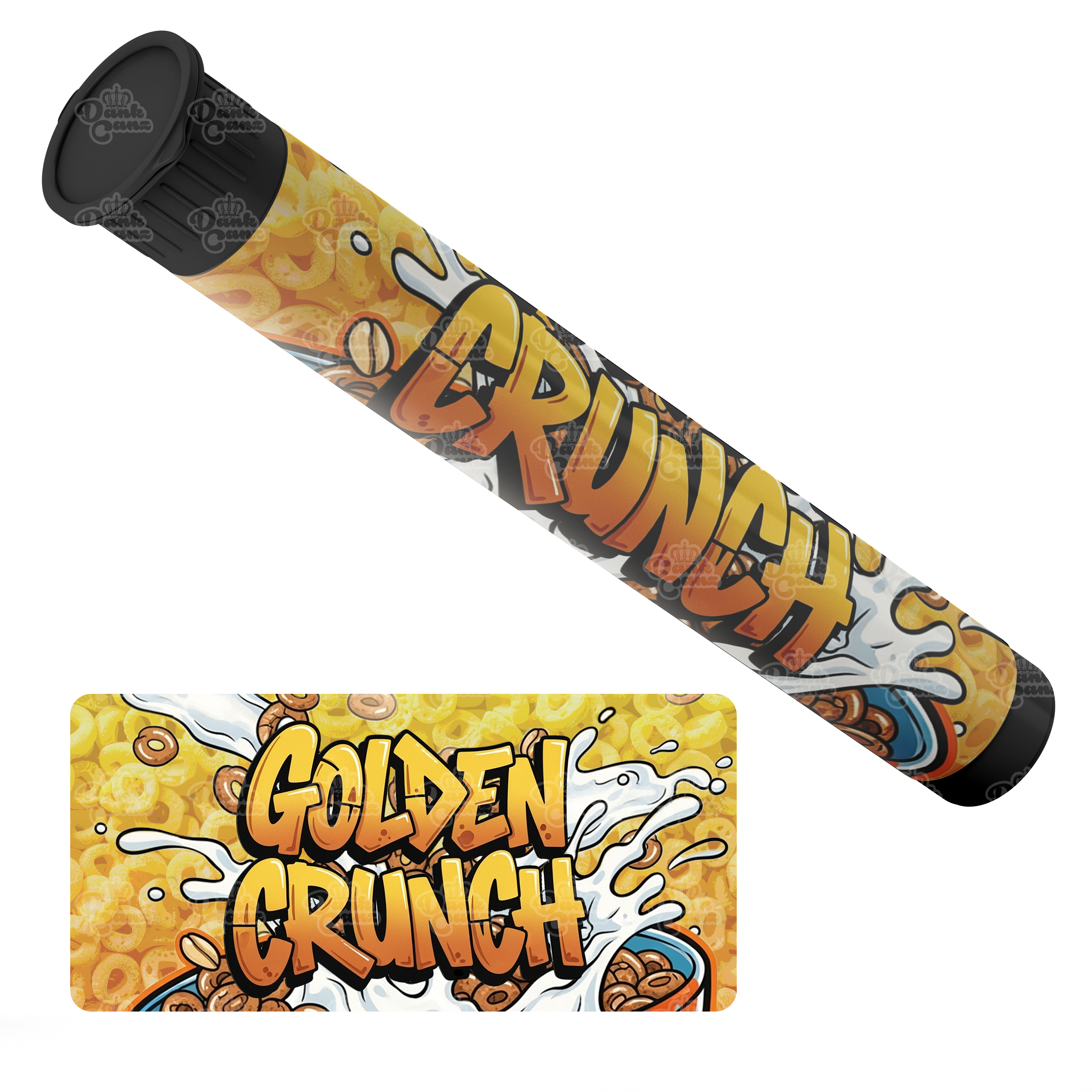 Golden Crunch Pre Roll Tubes - Labelled - DC Packaging Custom Cannabis Packaging