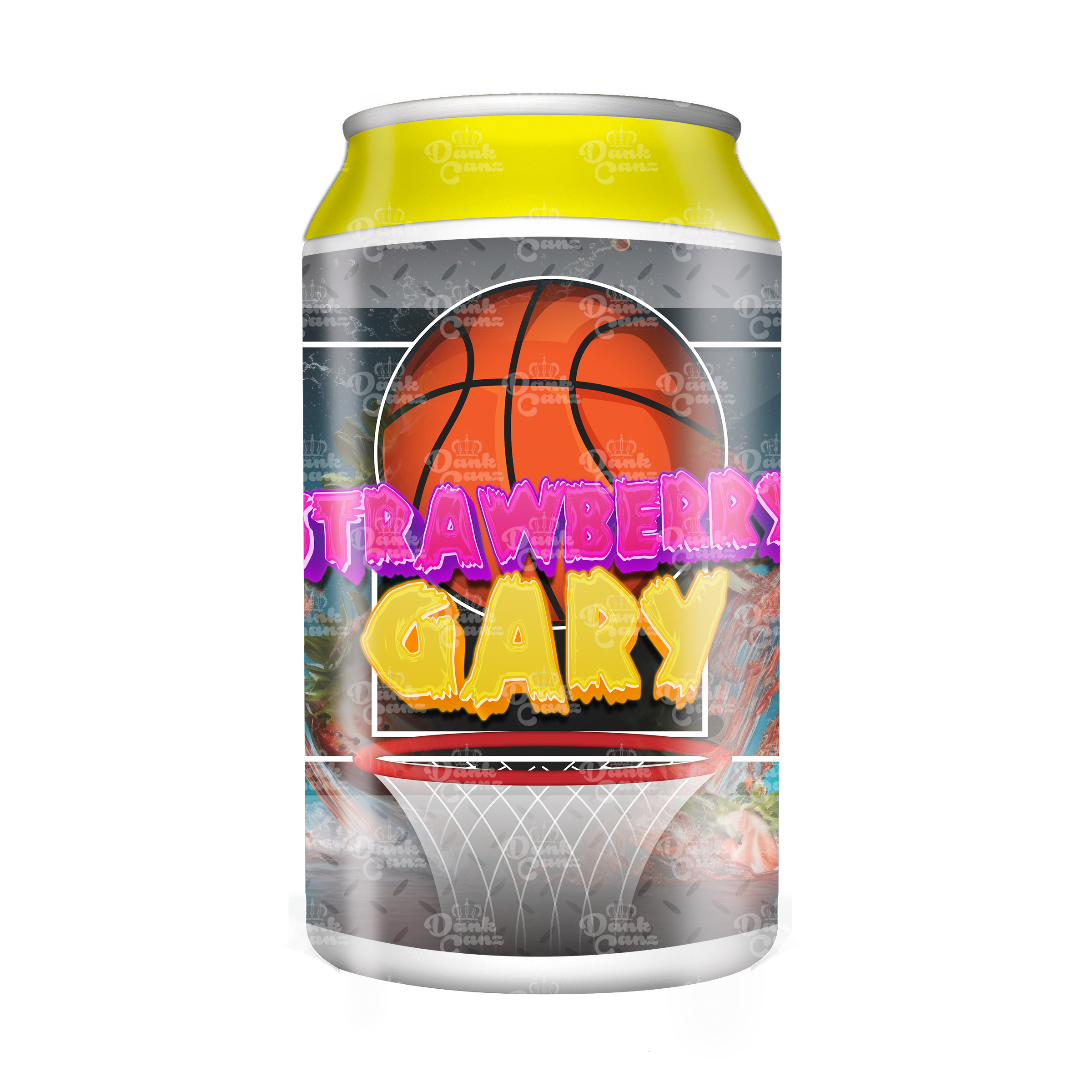 Strawberry Gary 3.5g Plastic Soda Cans - DC Packaging Custom Cannabis Packaging