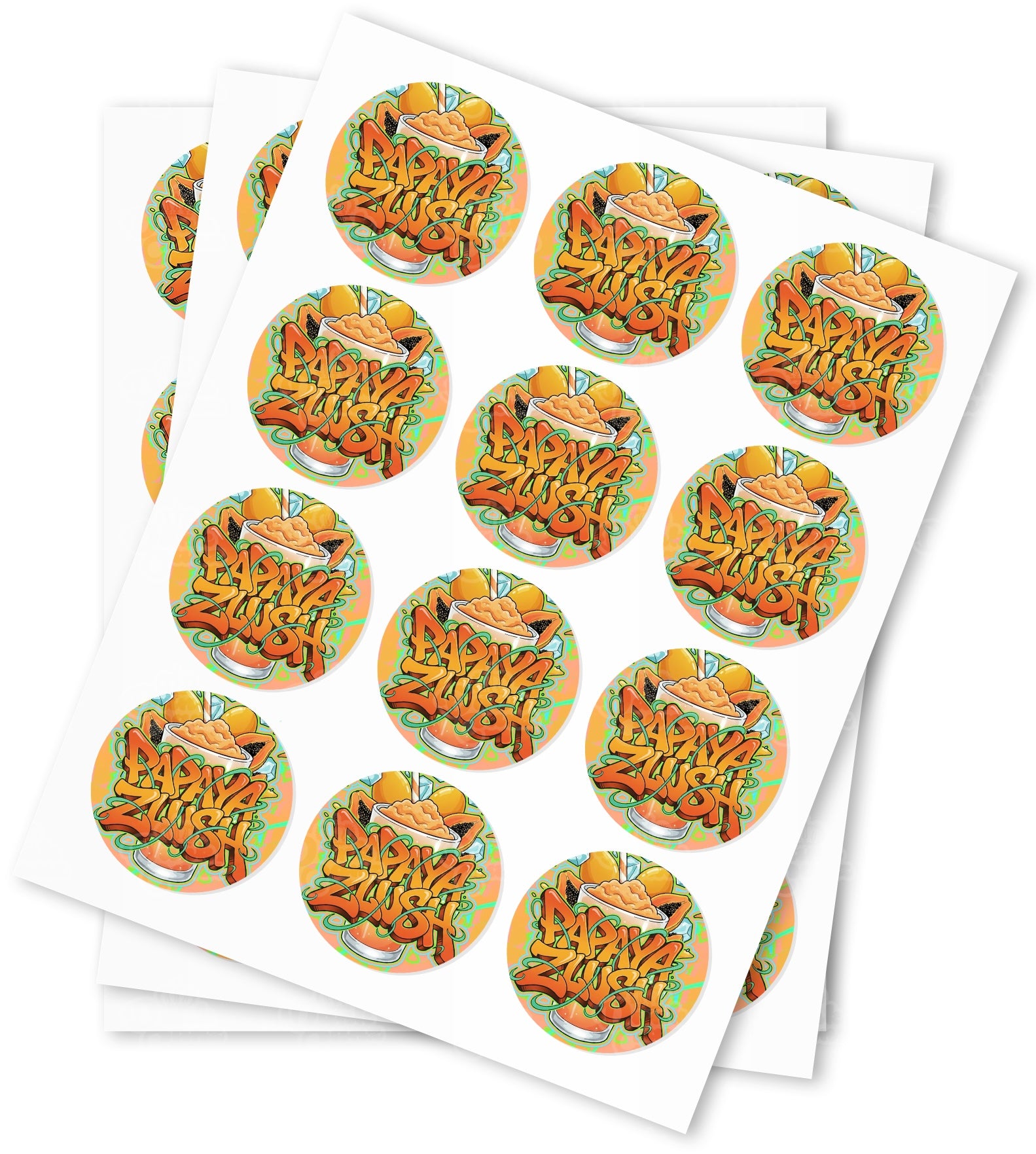 Papaya Zlush Strain Stickers - DC Packaging Custom Cannabis Packaging