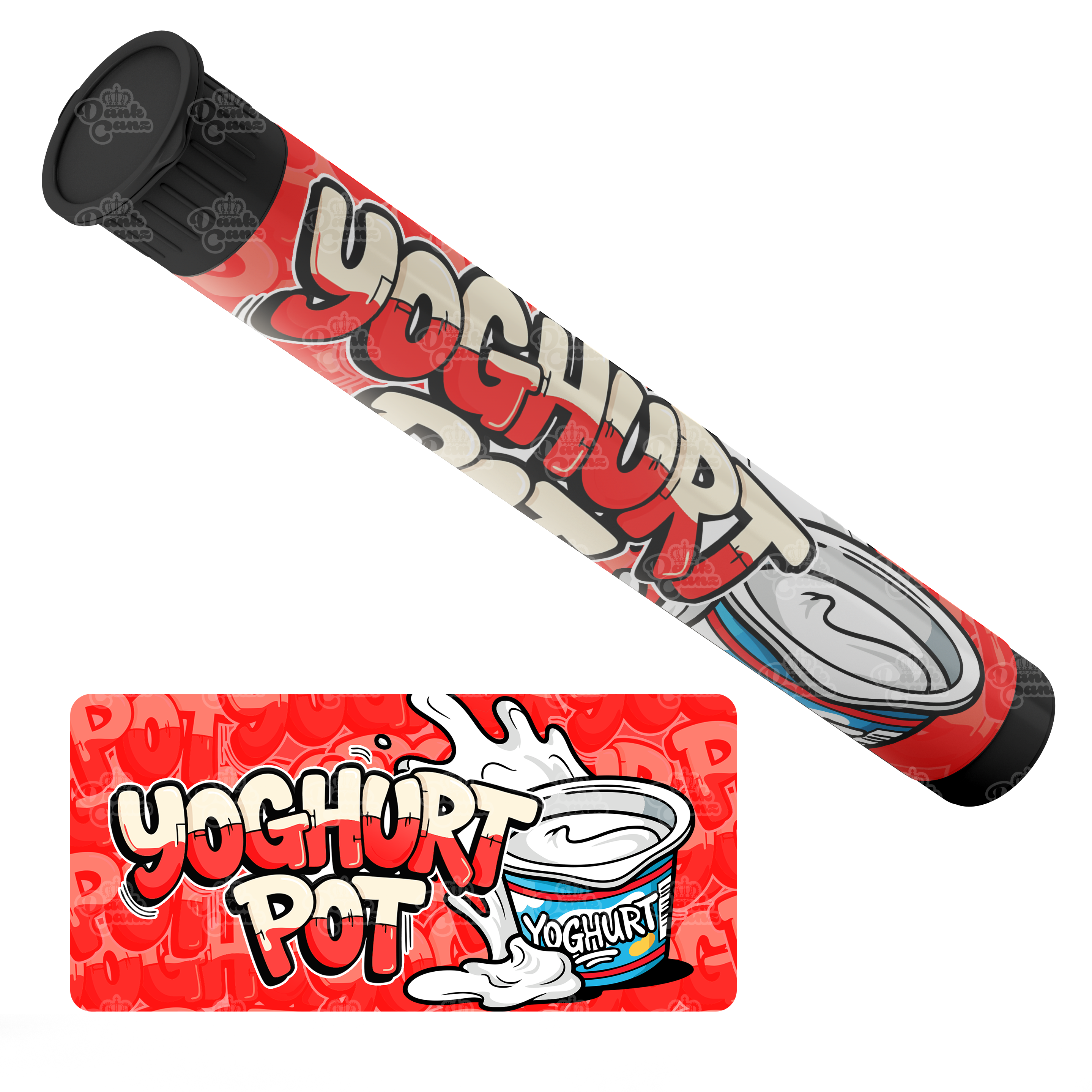 Yoghurt Pot Pre Roll Tubes - Labelled - DC Packaging Custom Cannabis Packaging
