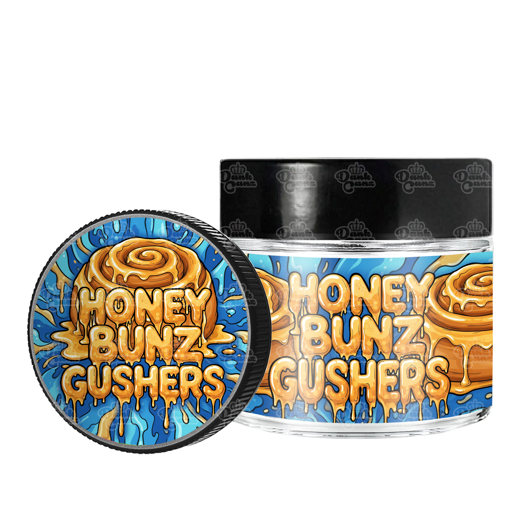 Honey Bunz Gushers 3.5g/60ml Glass Jars - Labelled - DC Packaging Custom Cannabis Packaging