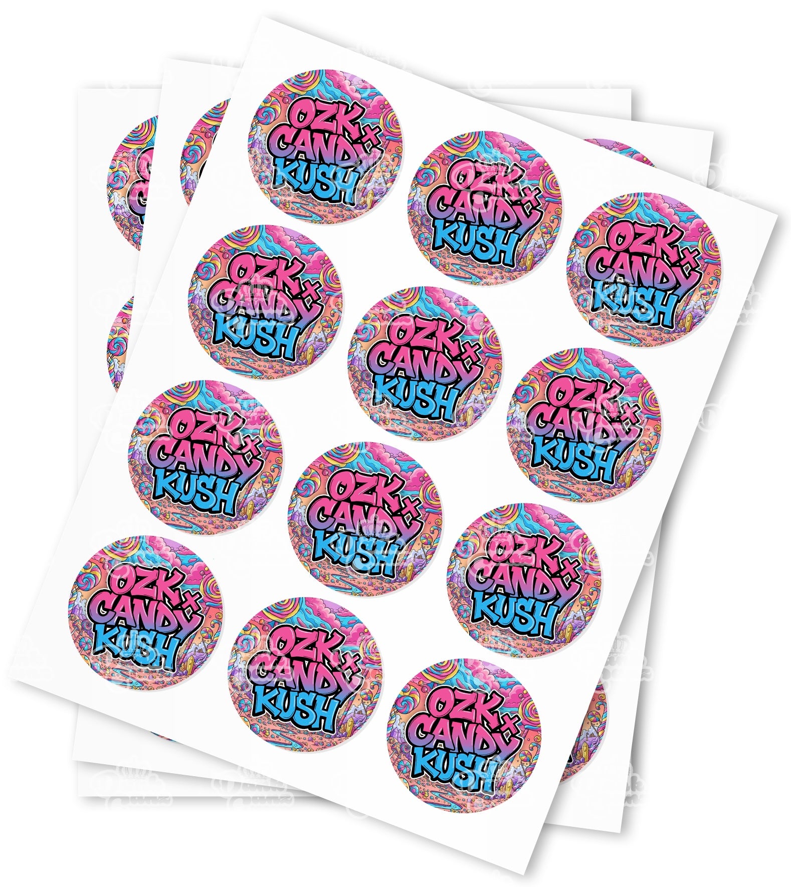 OZK x Candy Kush Strain Stickers - DC Packaging Custom Cannabis Packaging