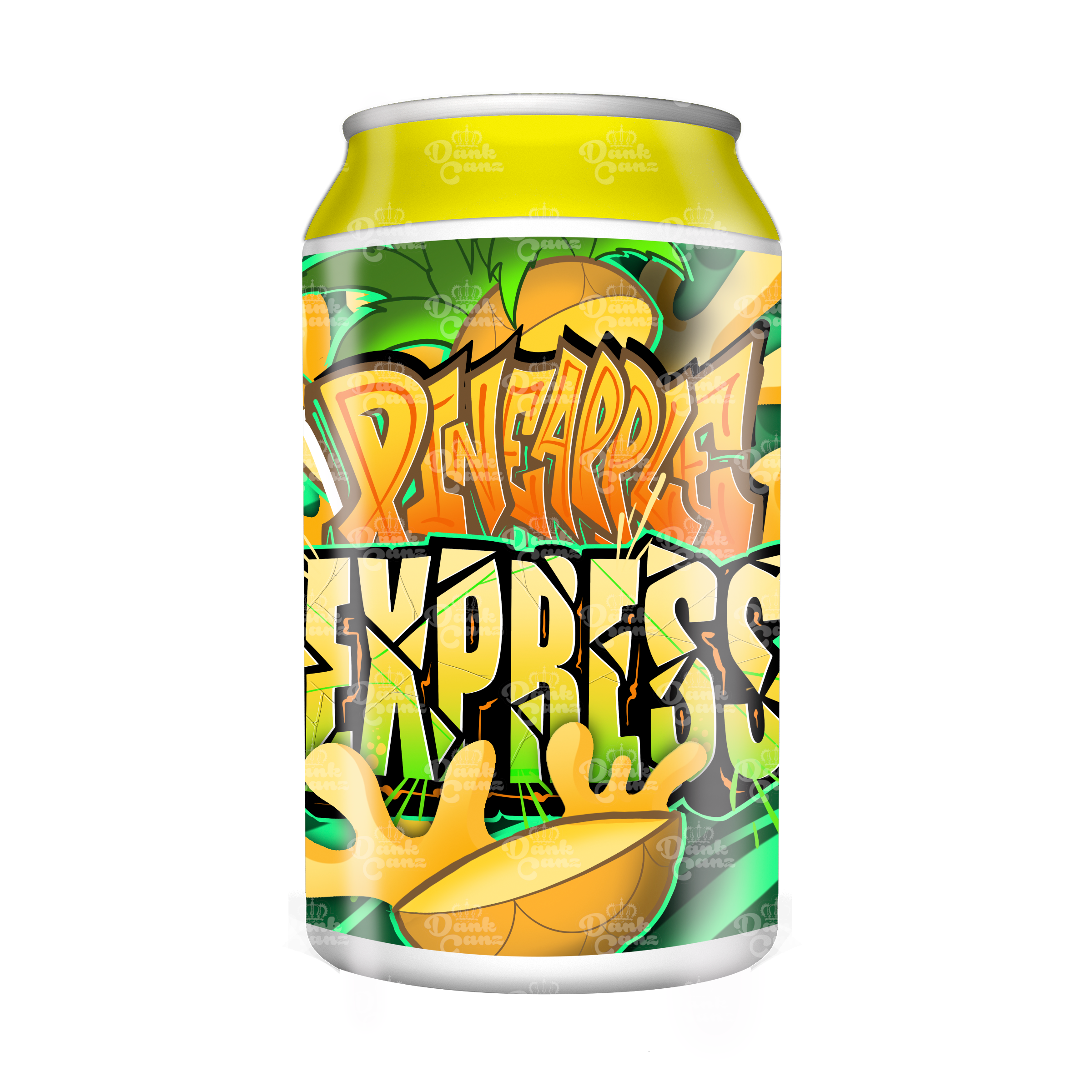 Pineapple Express 3.5g Plastic Soda Cans - DC Packaging Custom Cannabis Packaging