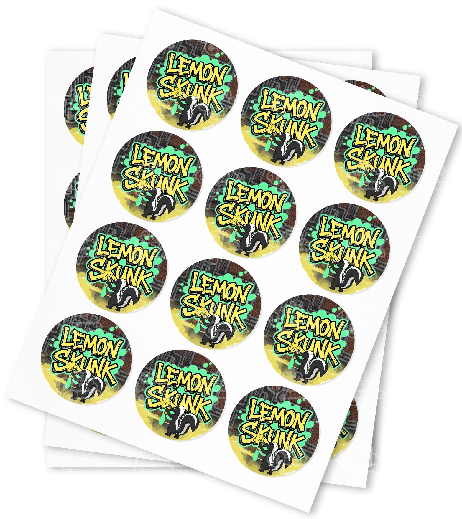 Lemon Skunk Strain Stickers - DC Packaging Custom Cannabis Packaging