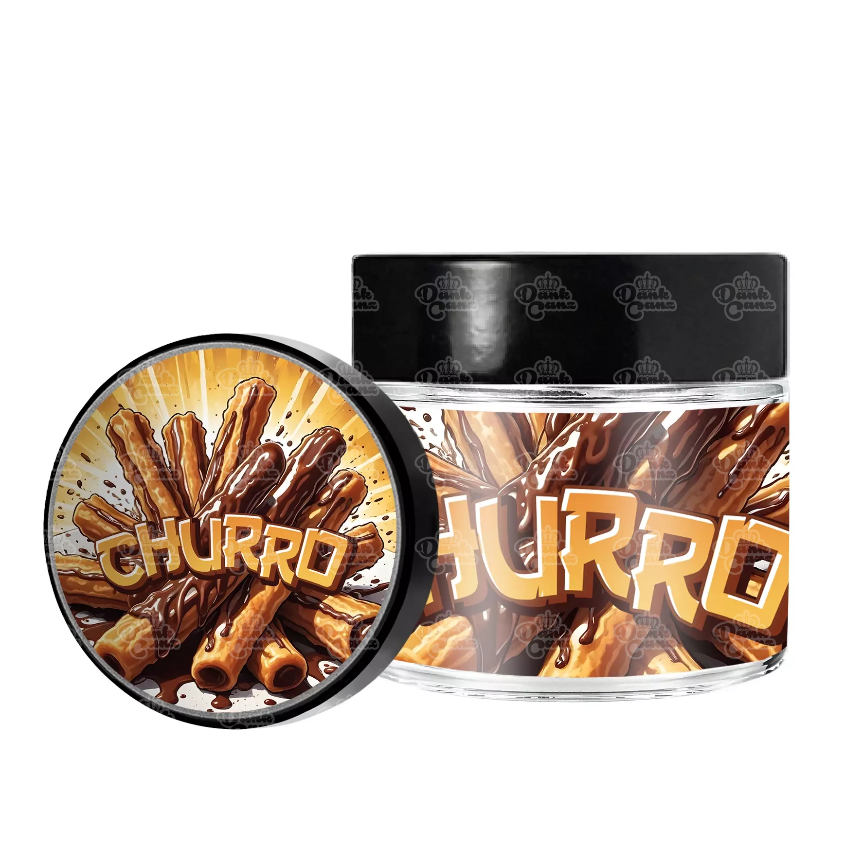 Churro 3.5g/60ml Glass Jars - Labelled - DC Packaging Custom Cannabis Packaging