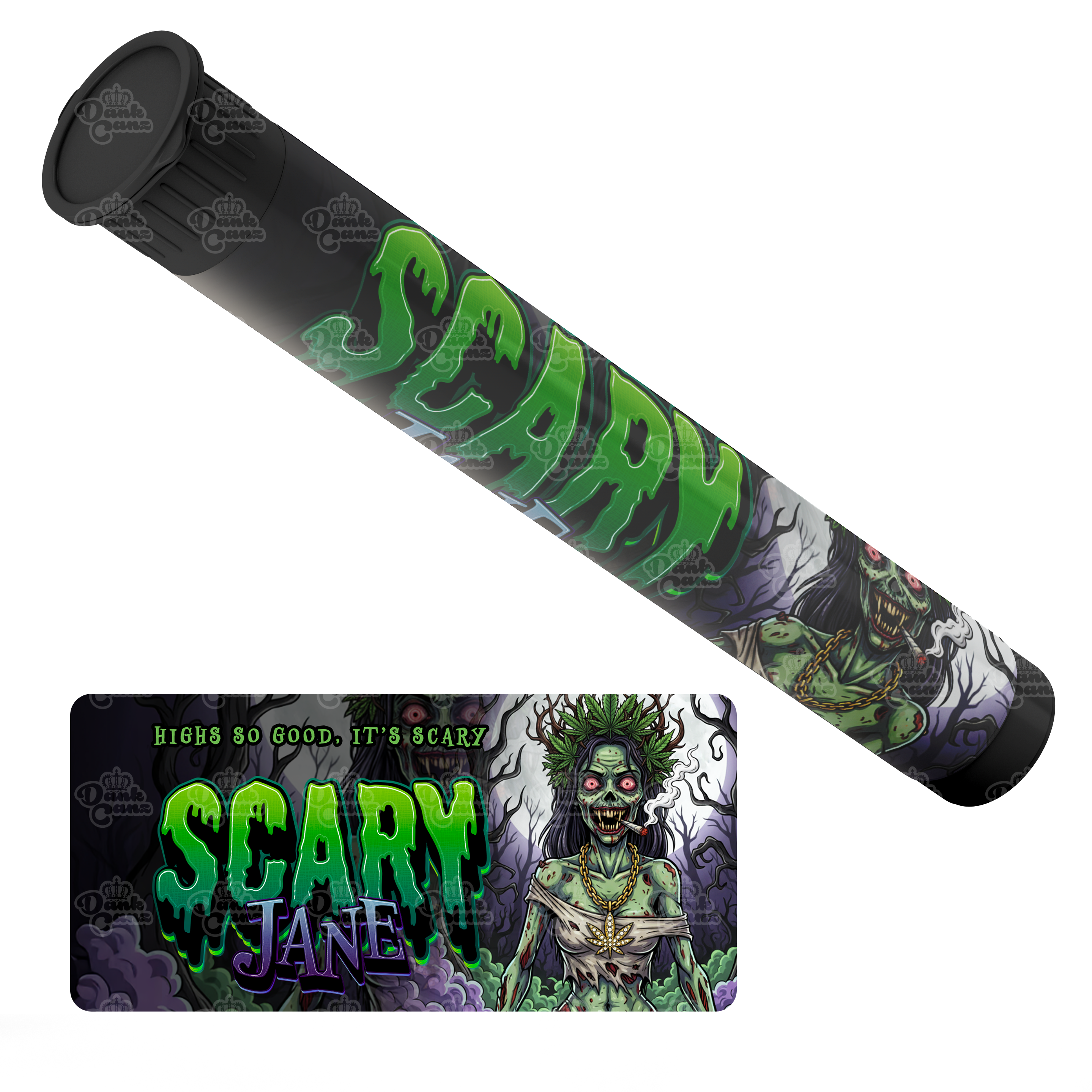 Scary Jane Pre Roll Tubes - Labelled - DC Packaging Custom Cannabis Packaging