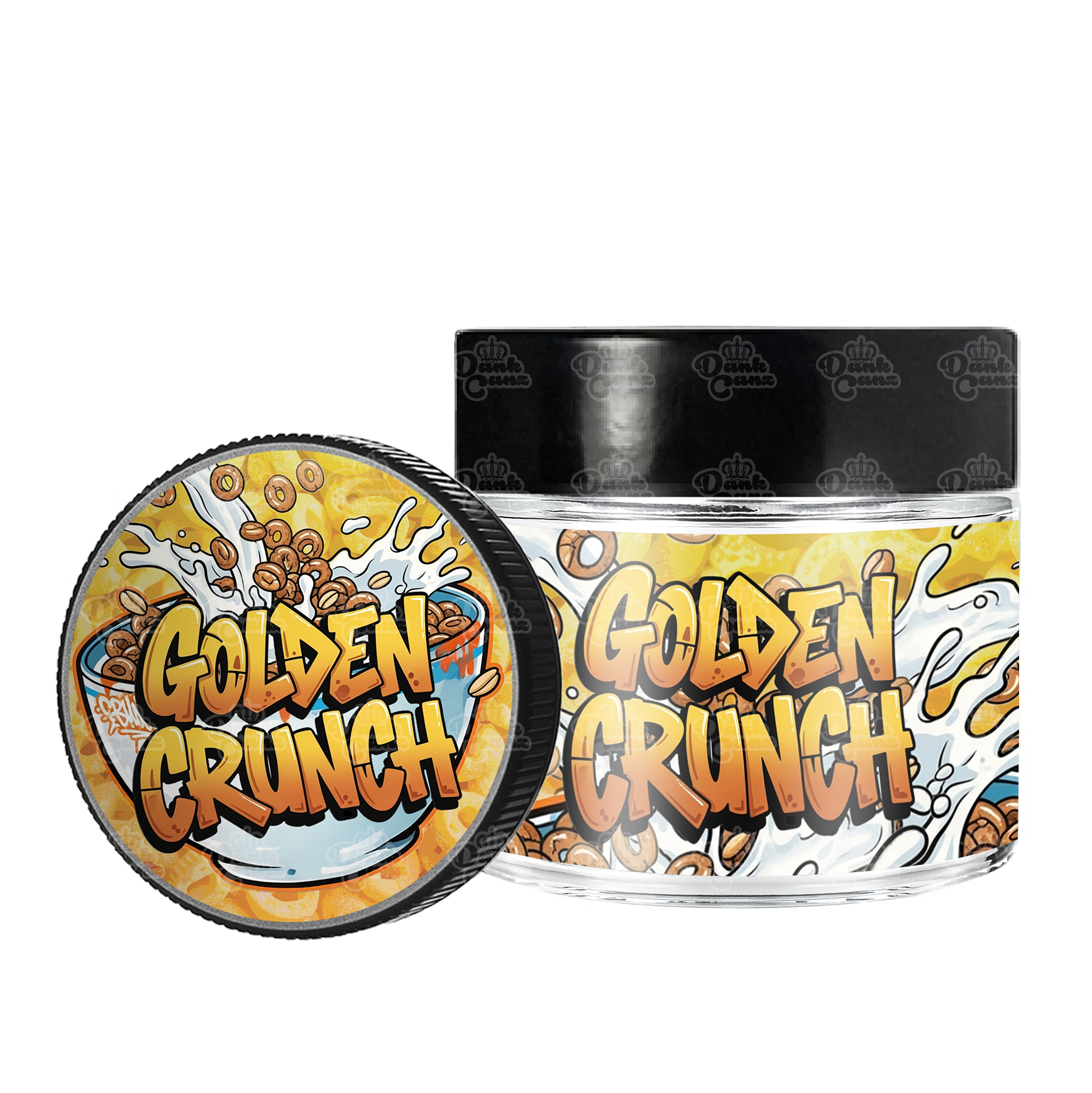 Golden Crunch 3.5g/60ml Glass Jars - Labelled - DC Packaging Custom Cannabis Packaging