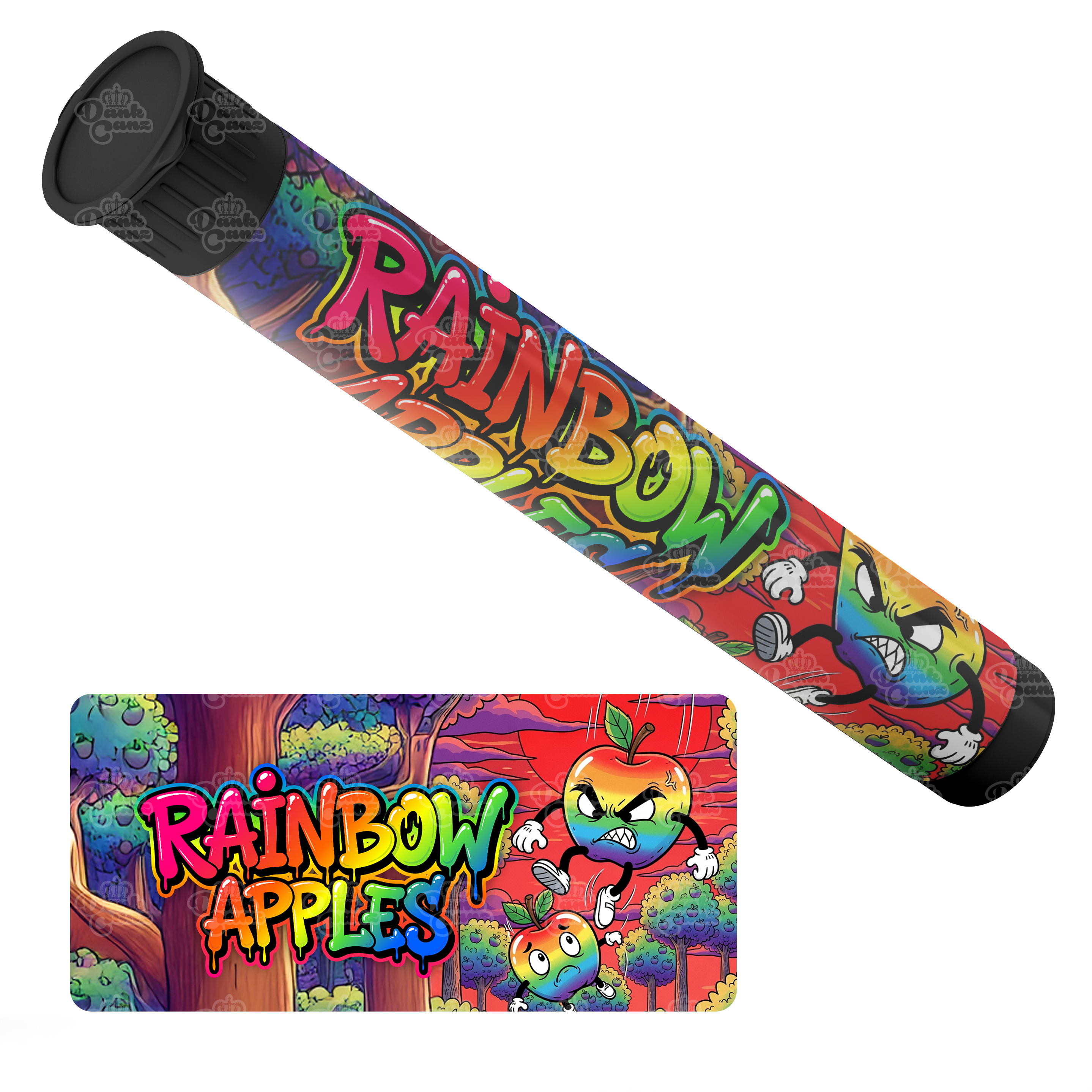 Rainbow Apples Pre Roll Tubes - Labelled - DC Packaging Custom Cannabis Packaging