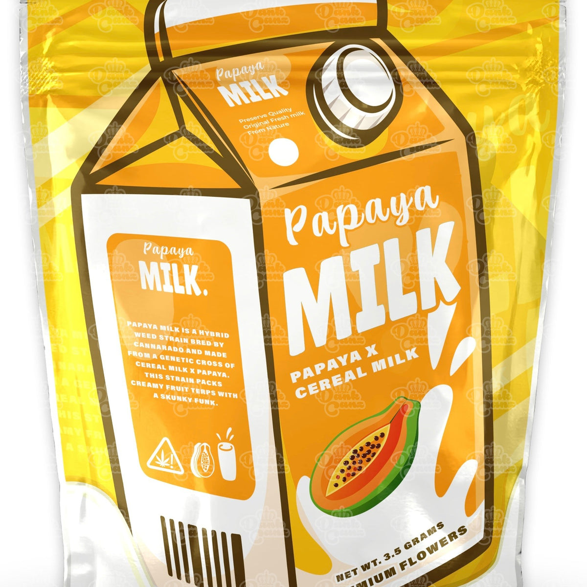 Papaya Milk Mylar Bags | cali packz | Empty Packaging Size