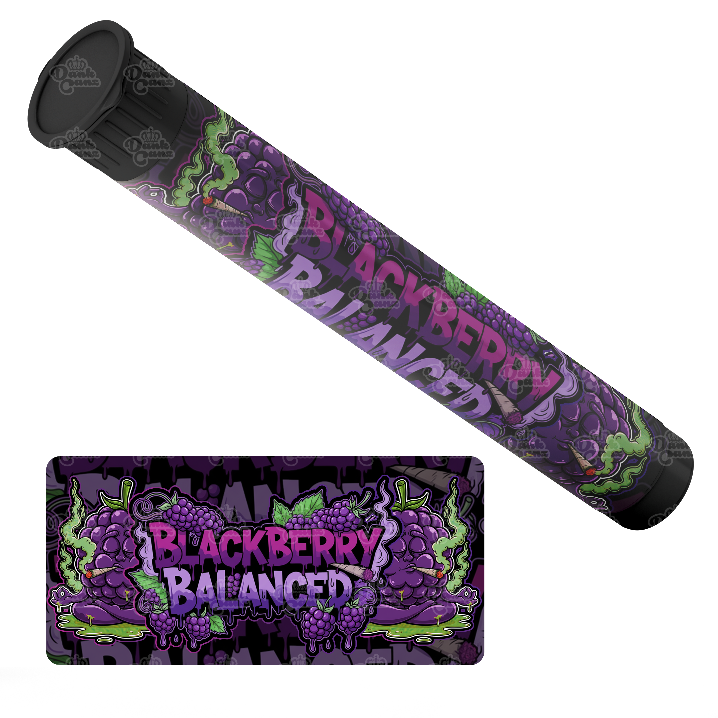BlackBerry Balanced Pre Roll Tubes - Labelled - DC Packaging Custom Cannabis Packaging