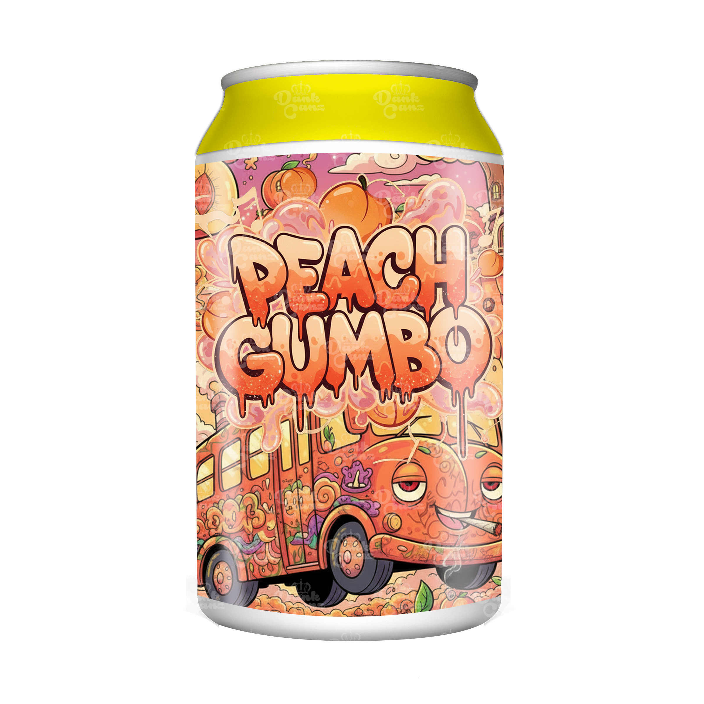 Peach Gumbo 3.5g Plastic Soda Cans - DC Packaging Custom Cannabis Packaging