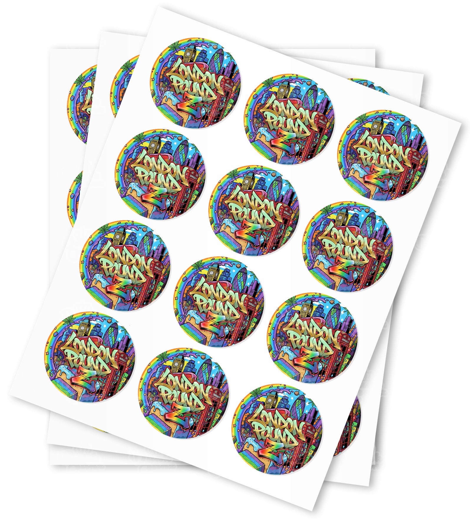 London Pound Z Strain Stickers - DC Packaging Custom Cannabis Packaging