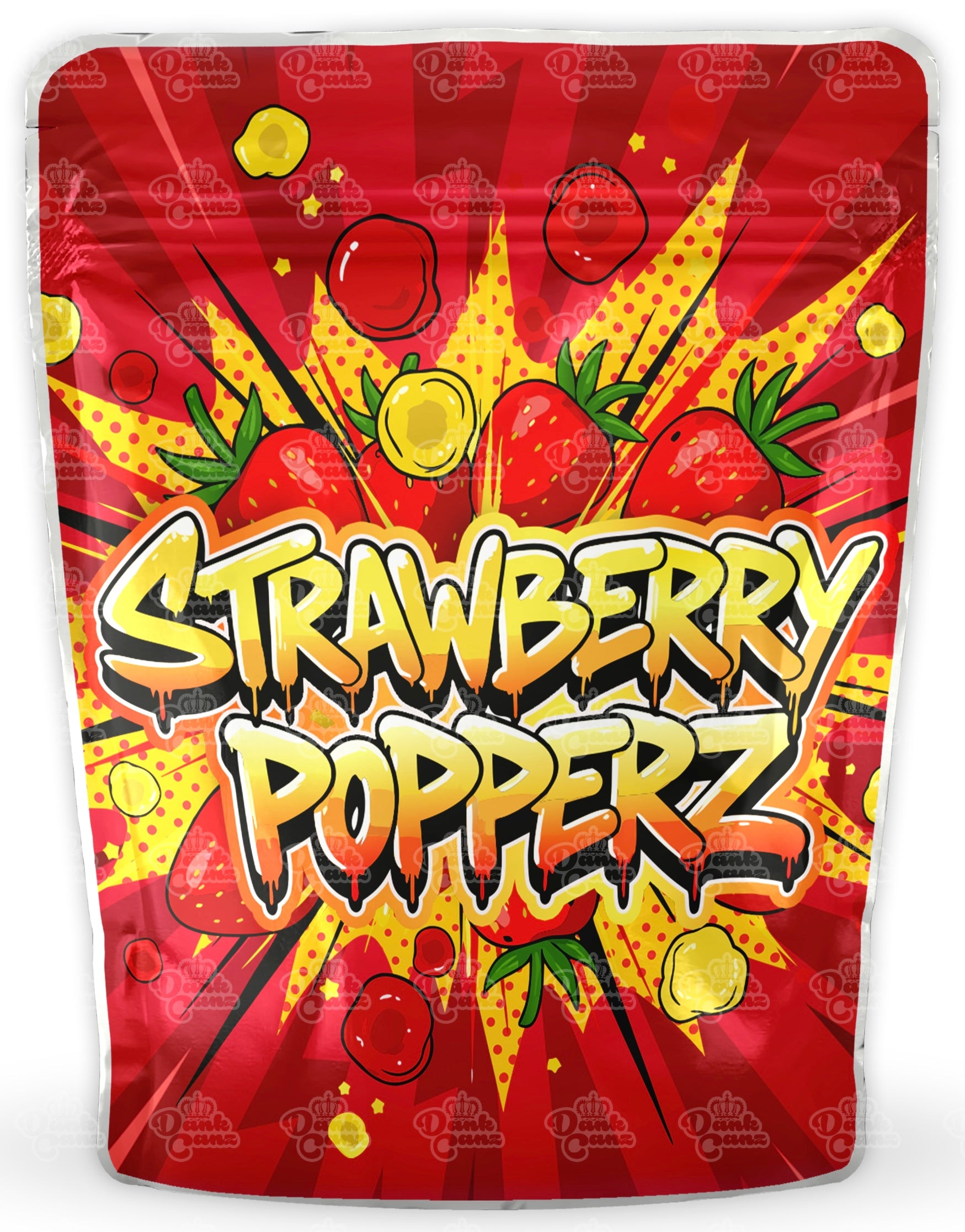 Strawberry Popperz Mylar Bags - DC Packaging Custom Cannabis Packaging