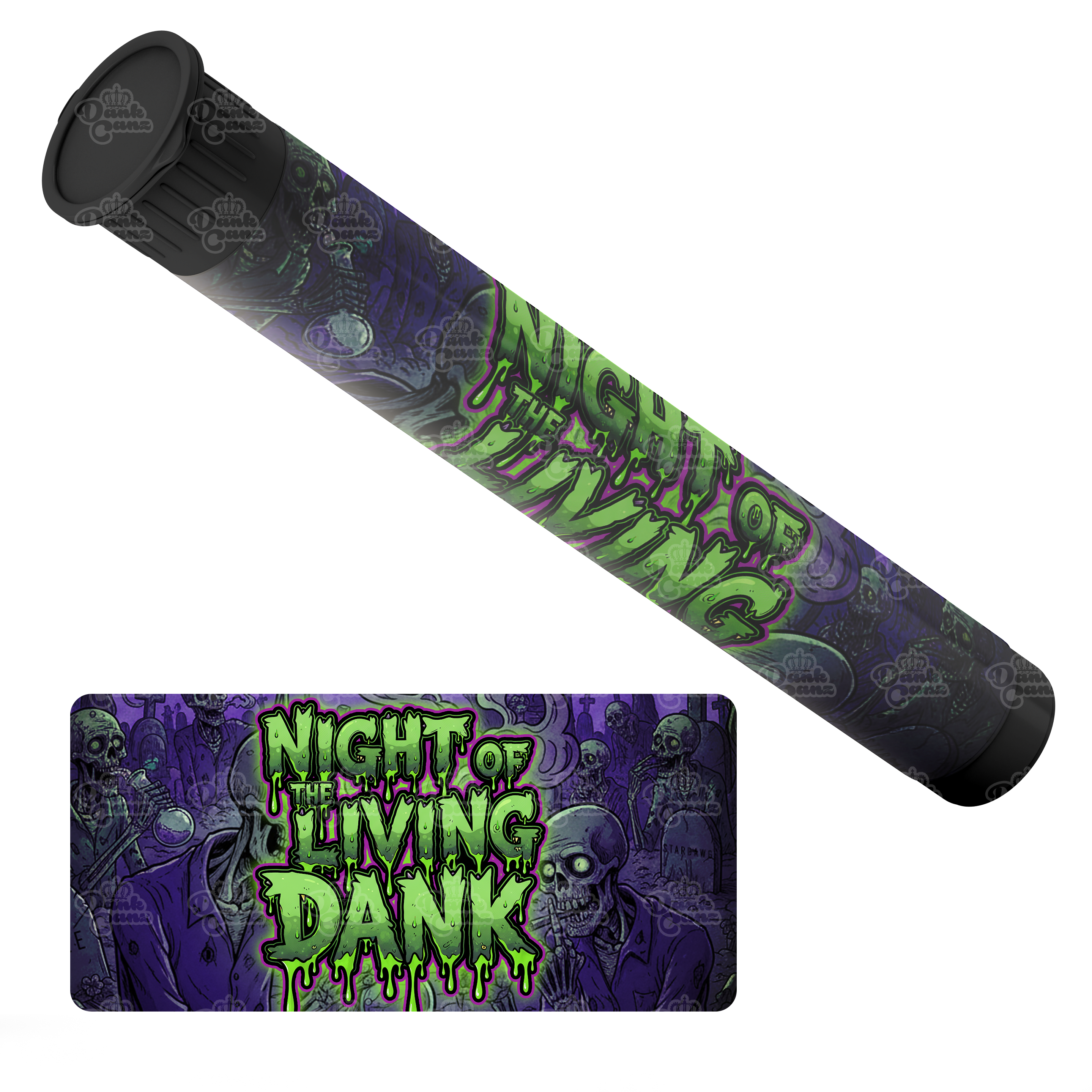 Night of the Living Dank Pre Roll Tubes - Labelled - DC Packaging Custom Cannabis Packaging