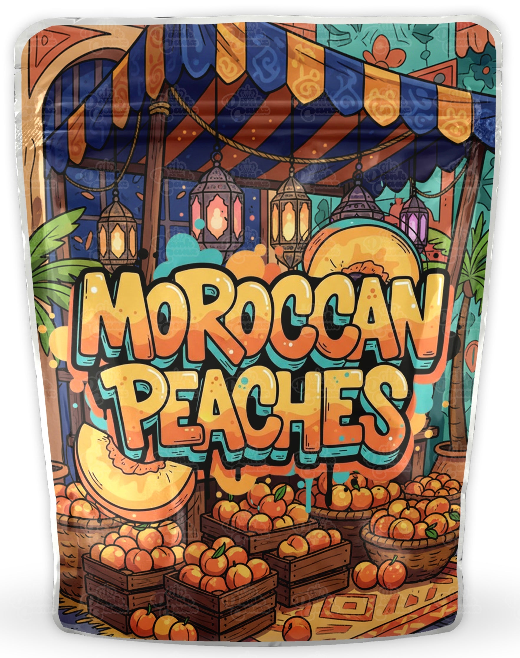 Moroccan Peaches Mylar Bags - DC Packaging Custom Cannabis Packaging