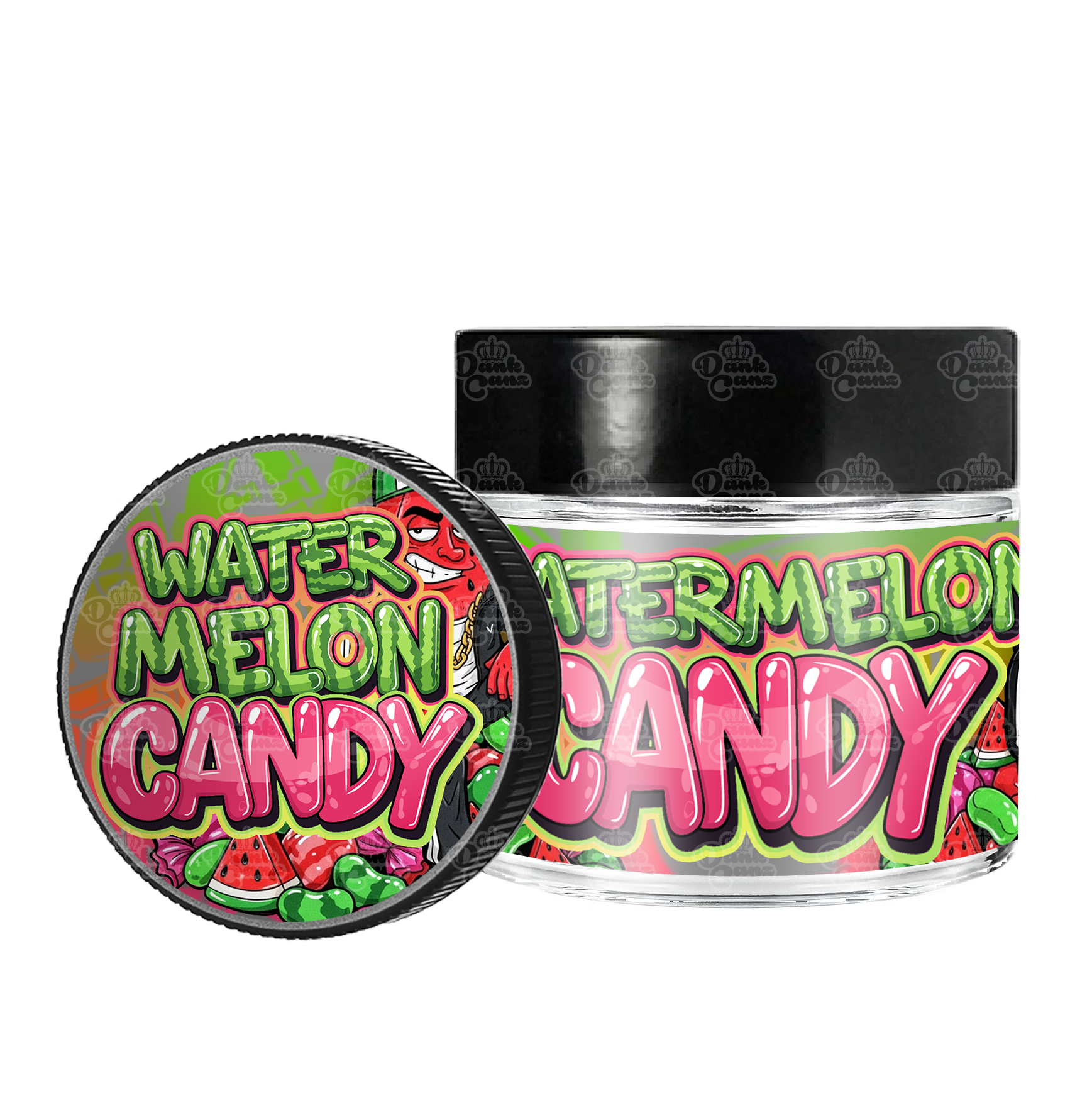 Watermelon Candy 3.5g/60ml Glass Jars - Labelled - DC Packaging Custom Cannabis Packaging