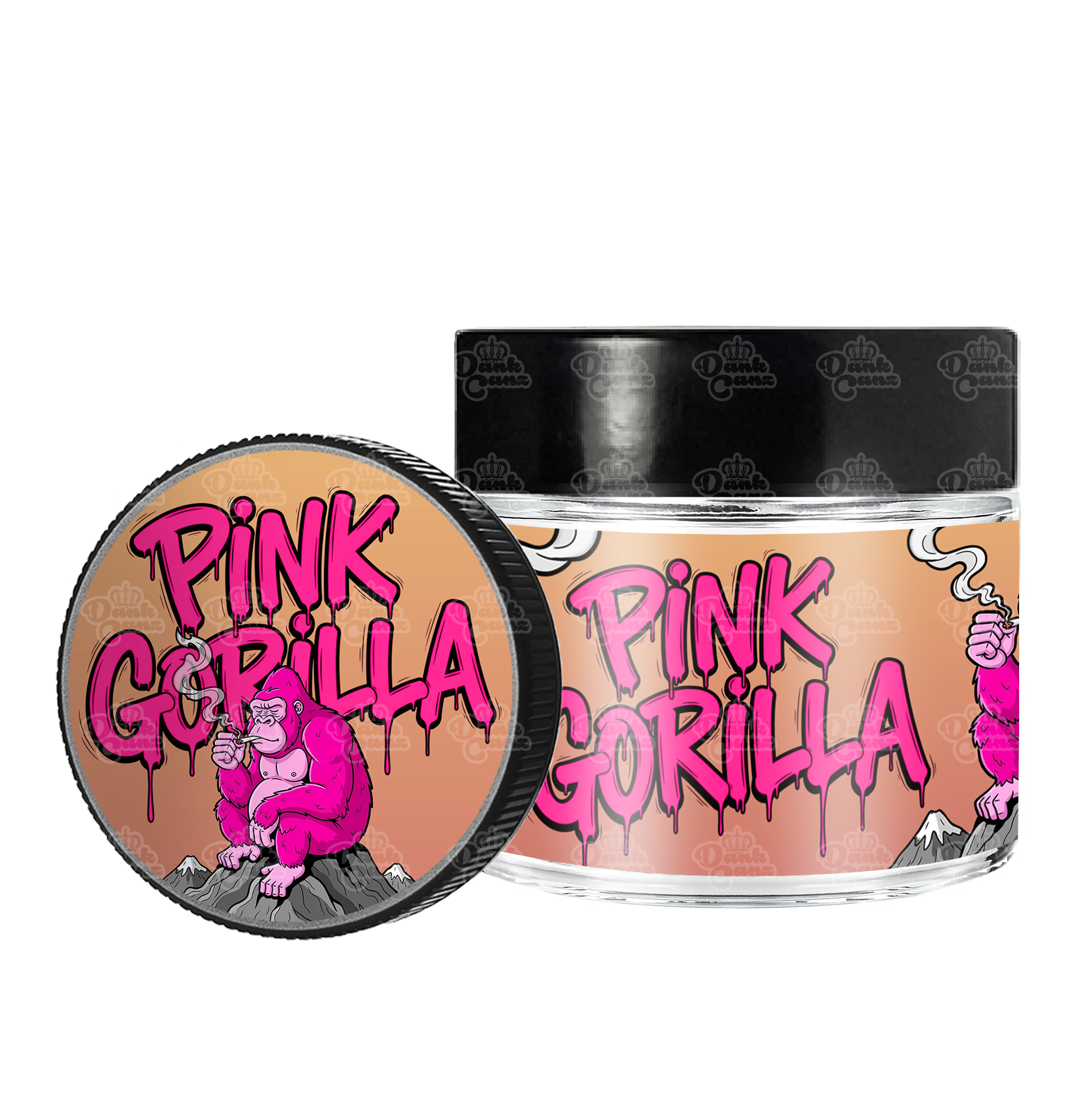 Pink Gorilla 3.5g/60ml Glass Jars - Labelled - DC Packaging Custom Cannabis Packaging