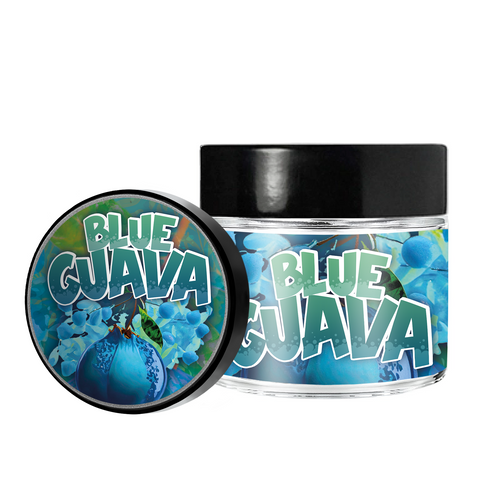 Blue Guava 3.5g/60ml Glass Jars - Pre Labelled - Empty