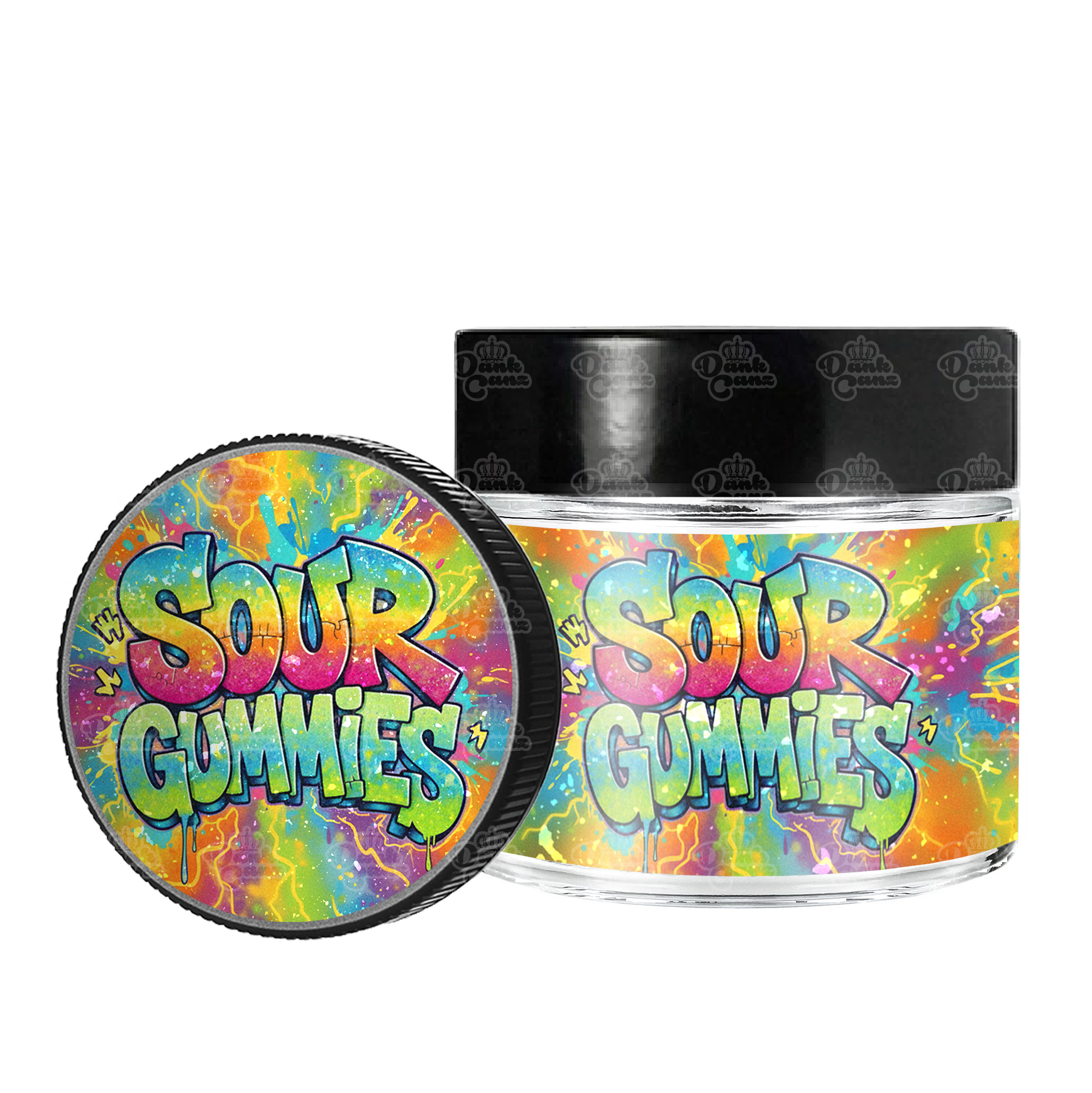 Sour Gummies 3.5g/60ml Glass Jars - Labelled - DC Packaging Custom Cannabis Packaging